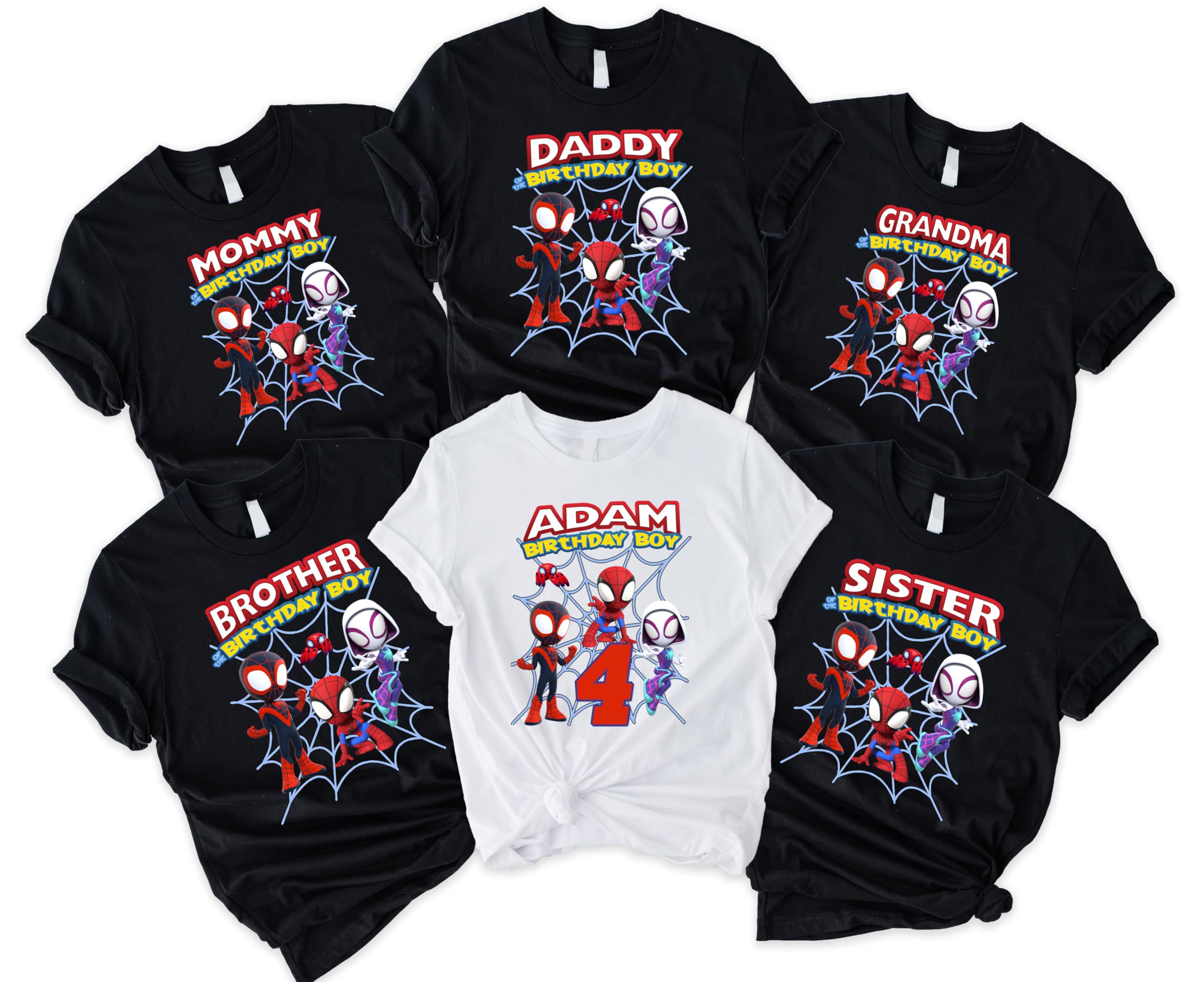 Spider Birthday Shirt - Personalized Custom Spider T-Shirt for Kids & Family Matching Outfits | Toddler Birthday Party, Halloween Costume, Themed Family Photo Outfits