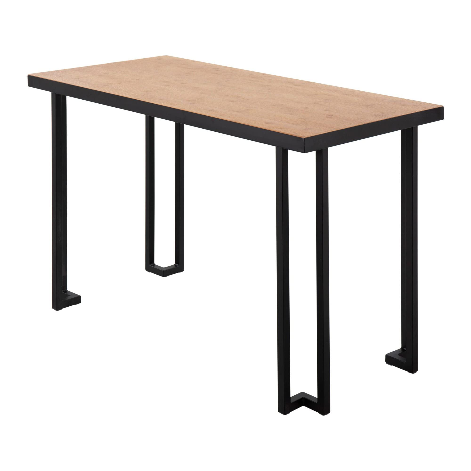 LumiSource Roman Natural Wood Desk - Modern Home Office & Computer Desk in Black | Small Contemporary Desk for Bedroom, Gaming & Workspace | Perfect for Remote Work, Study & Small Spaces