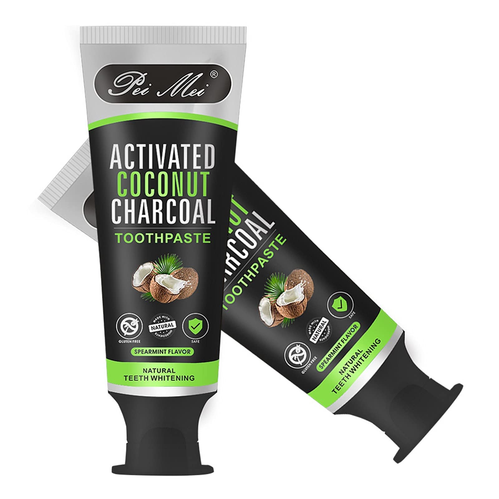 Activated Charcoal Teeth Whitening Toothpaste - Organic Mint, 100g, Removes Stains & Freshens Breath | Natural Whitening for Sensitive Teeth, Vegan & Cruelty-Free | Perfect for Daily Oral Care & Brightening Smiles