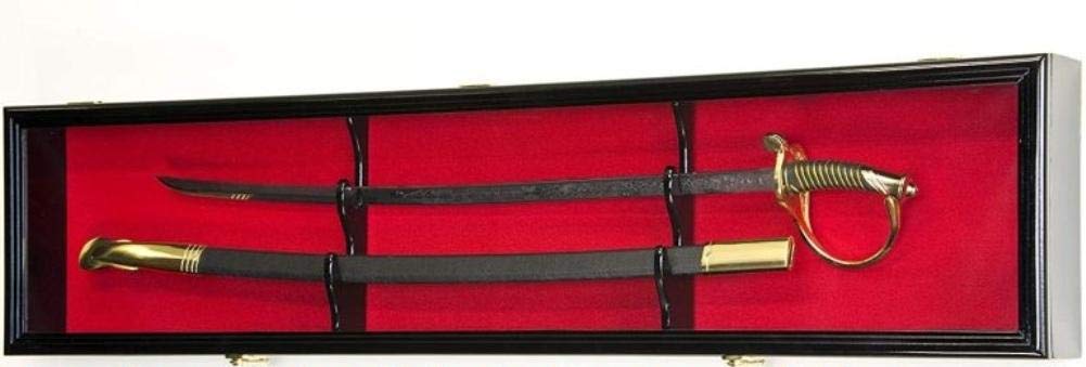 Premium Sword Display Case & Cabinet - Wall Mounted or Tabletop Sword Holder for Collectors - Perfect for Home Decor, Medieval Themed Rooms, and Weapon Collections