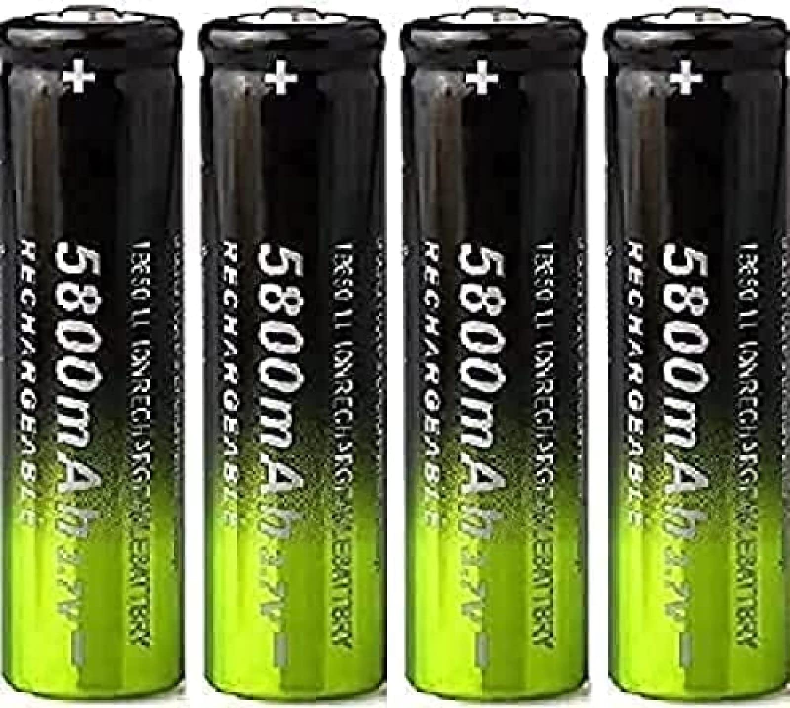 4-Pack 5800mAh Top Button Batteries for LED Lights, Main Lamps, Doorbells & Electronics - Long Lasting Power (Black) | Perfect for Home Security Systems, Wireless Devices & Emergency Lighting