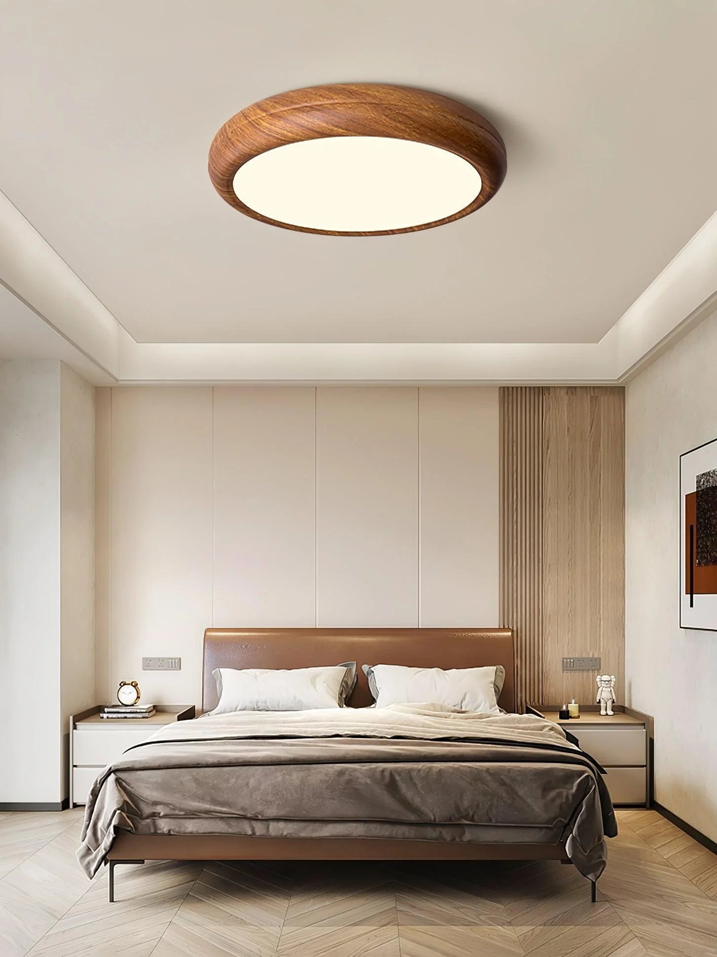 Wood Grain Round Ceiling Lamp - Modern Farmhouse Pendant Light with Natural Wood Finish - Perfect for Living Room, Bedroom, or Dining Room Lighting