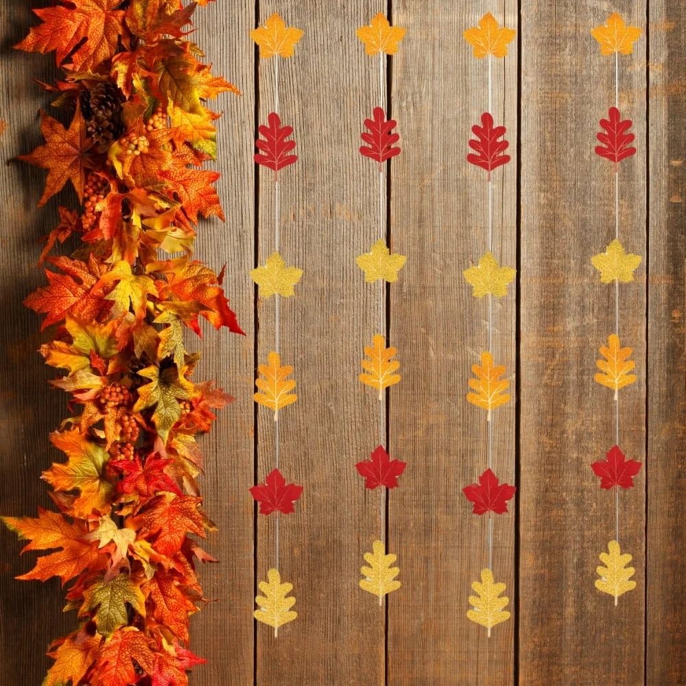 Amscan 672014 Leaf Foil String Decorations - 7 Feet Long, Pack of 6 - Perfect for Party, Wedding, and Home Decor