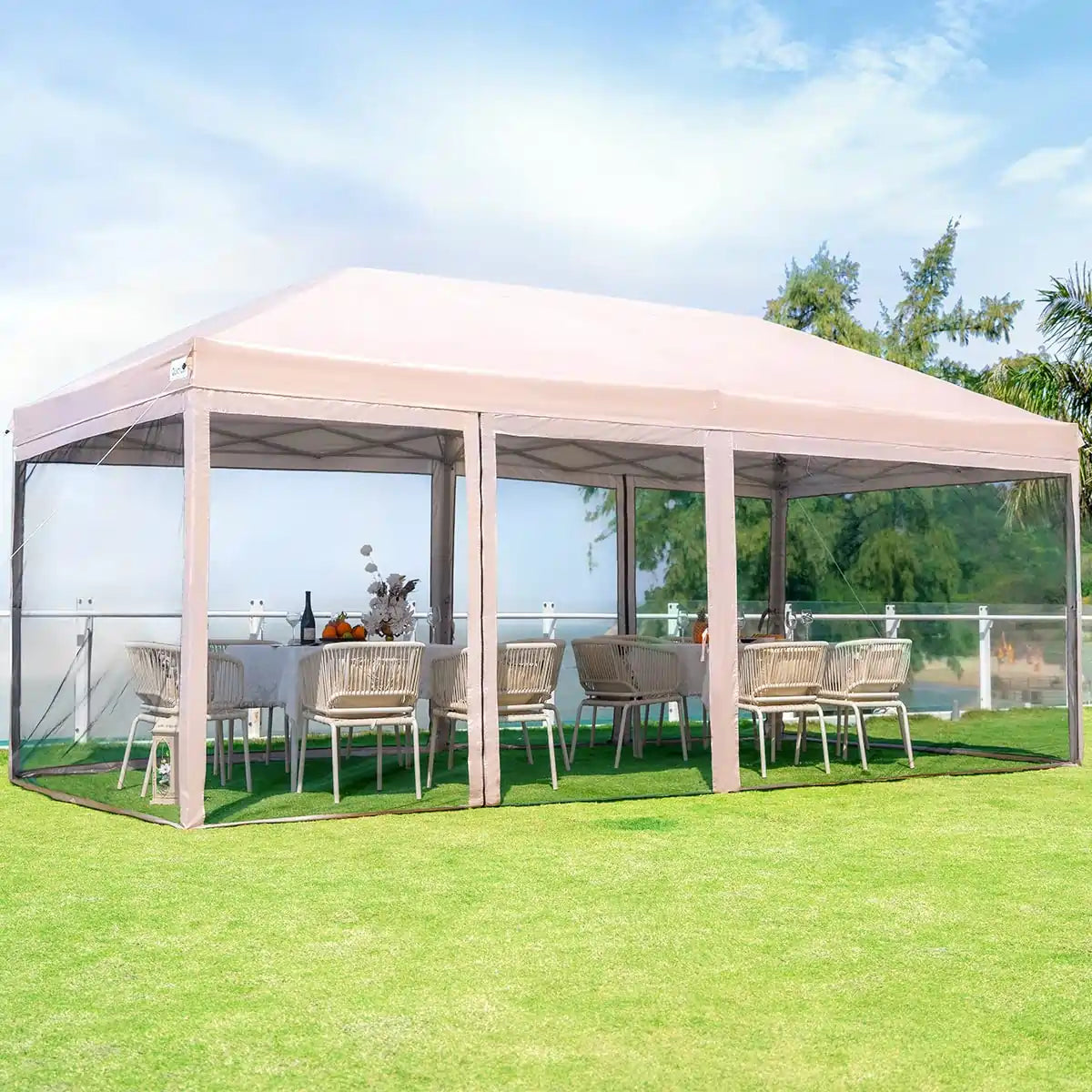 10' x 20' Pop Up Canopy Tent with Screen Walls - Outdoor Party Shelter for Backyard, Beach, Camping & Picnic - UV Protection & Bug-Free Shade Solution