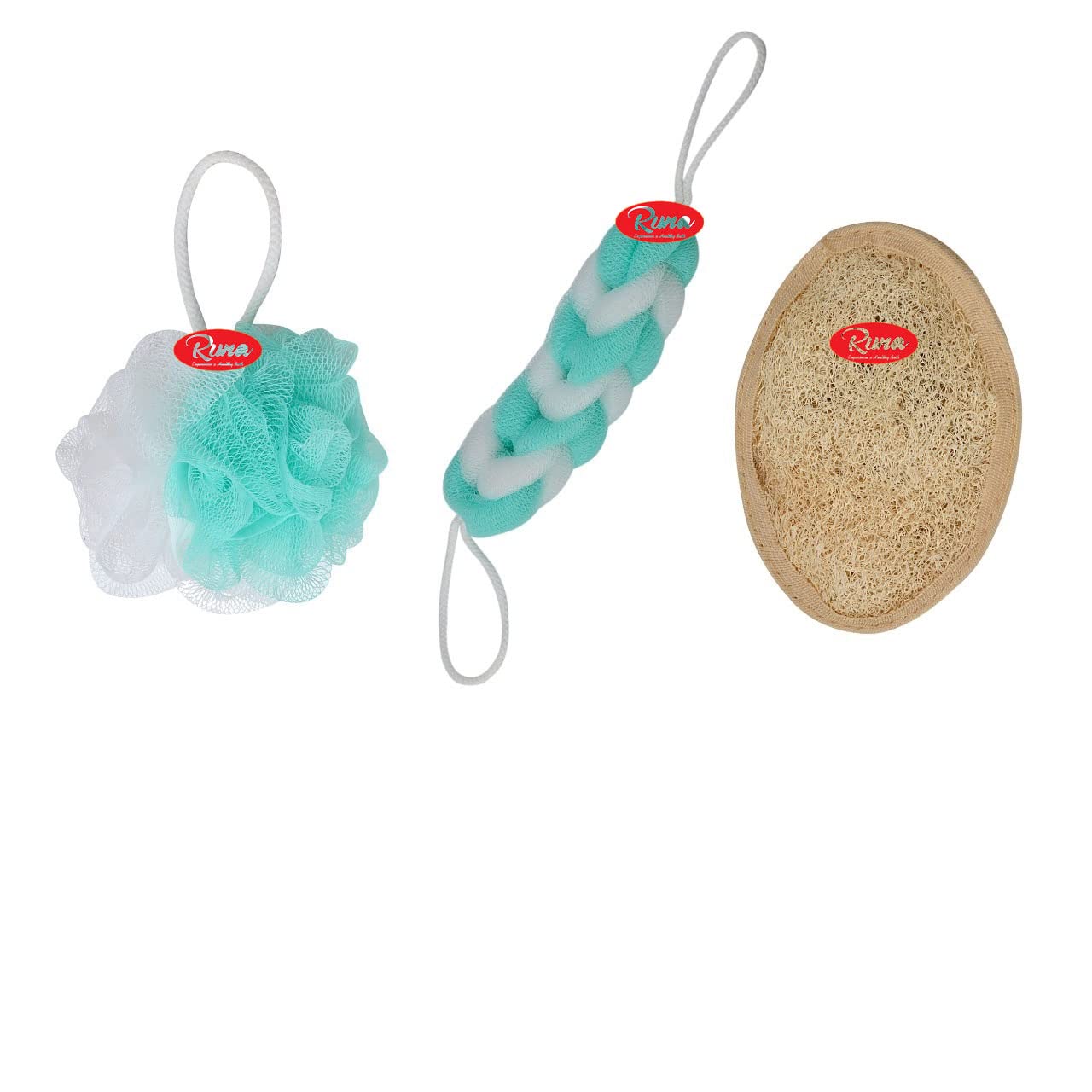 Organic Natural Loofah Sponge for Bath & Shower - Exfoliating Body Scrubber for Men & Women | Back Scrubber, Body Wash Sponge | Eco-Friendly Skin Care (Set of 3, Green) | Perfect for Daily Exfoliation & Deep Cleansing