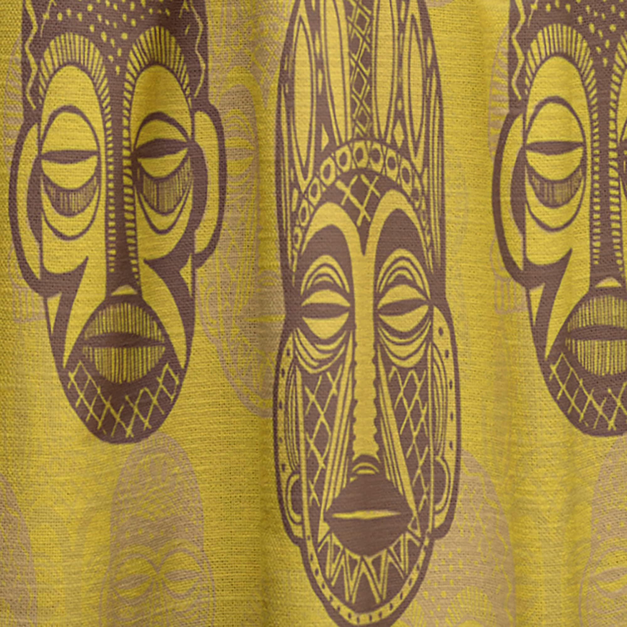 DesignQ Thermal Insulated Blackout Curtains - Tribal Mask Pattern - 52x120 Inch Single Panel for Bedroom & Living Room - Perfect for Home Decor, Privacy & Energy Savings