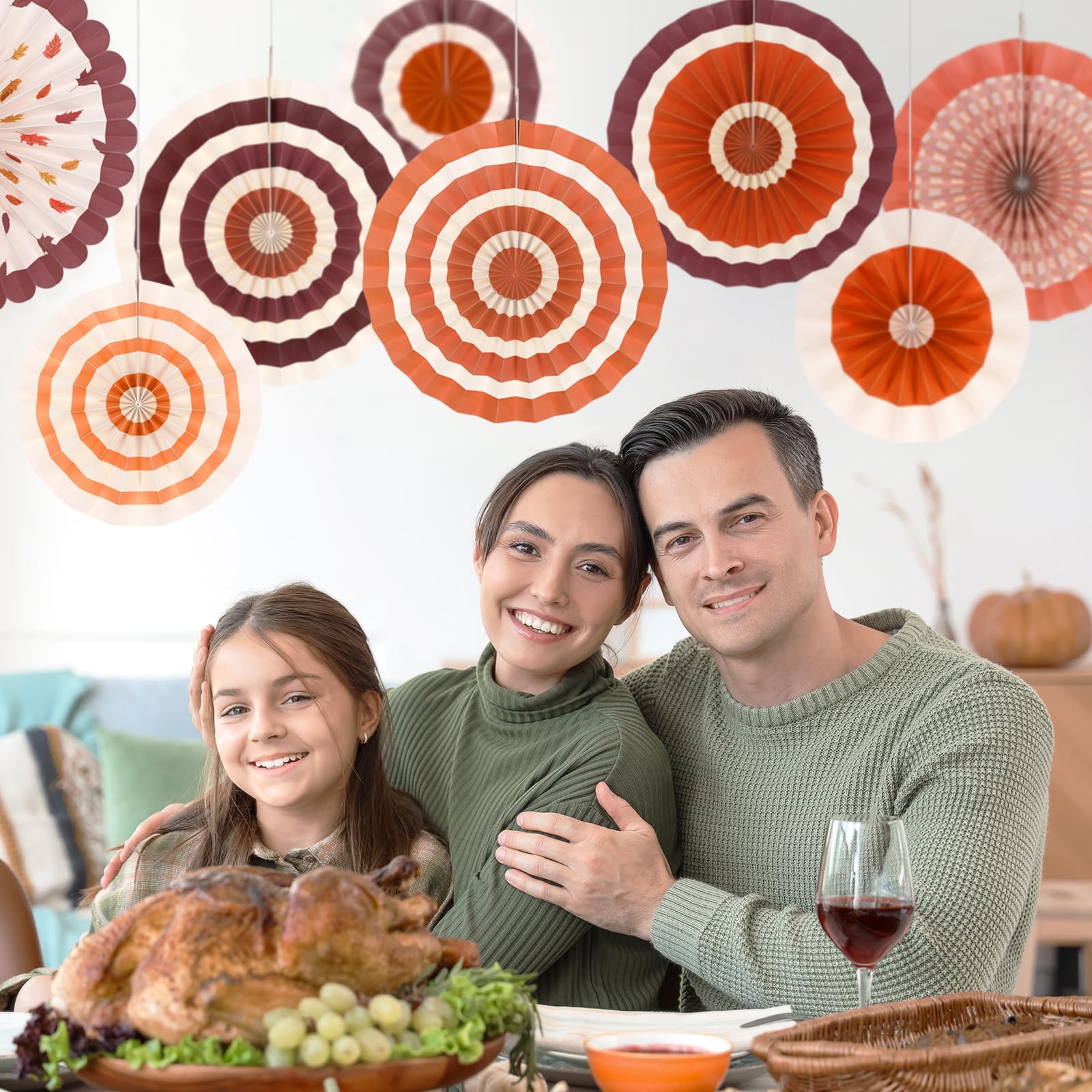 Thanksgiving Party Supplies Kit - Elegant Autumn-Themed Decorations Set with Fall Paper Fans | Perfect for Thanksgiving Dinner, Harvest Festival & Seasonal Home Decor