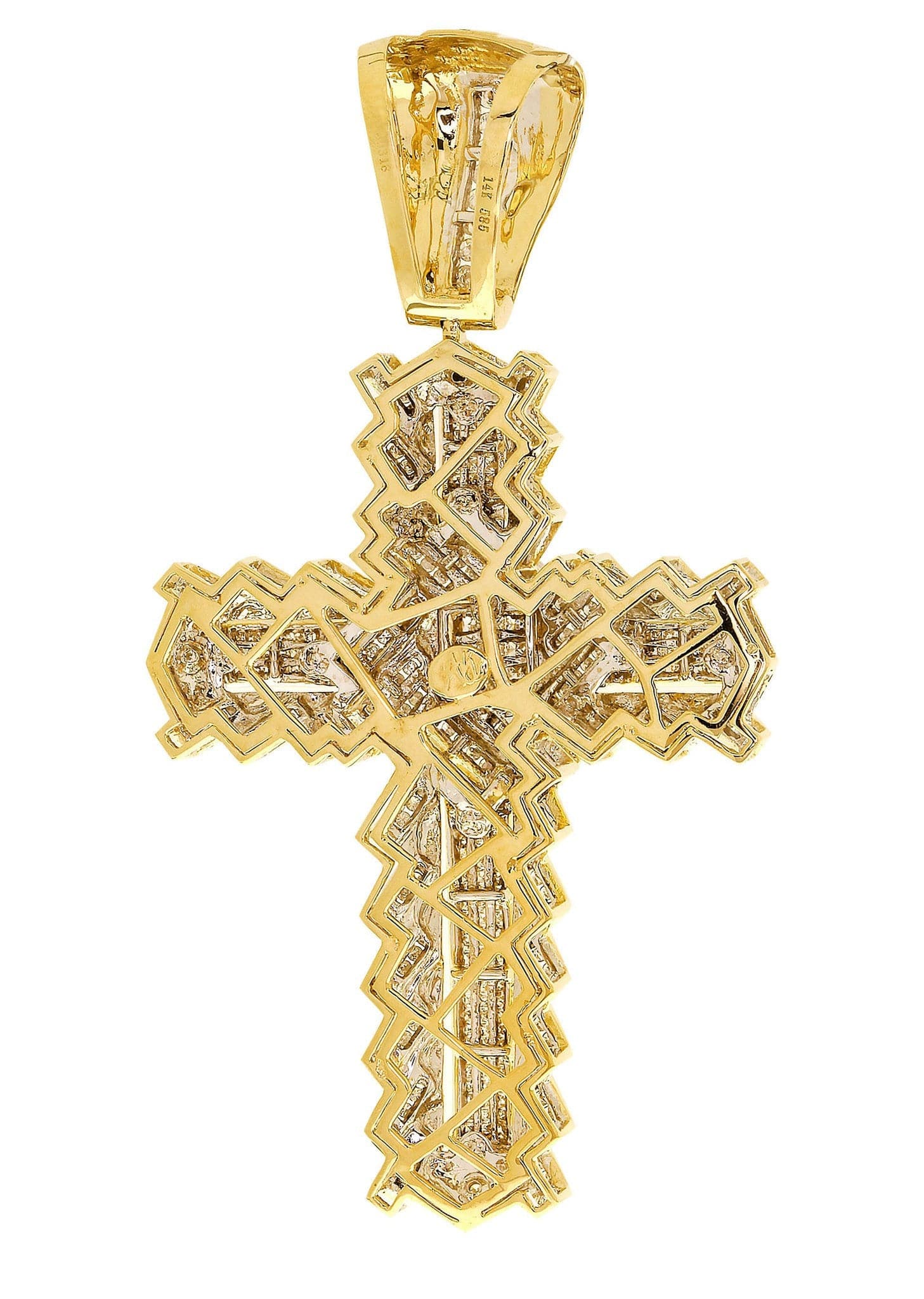 2.51 Carat Diamond Cross Pendant Necklace - 34.83 Grams Solid Gold Religious Jewelry for Women & Men - Perfect for Baptism, First Communion, Confirmation & Gifts