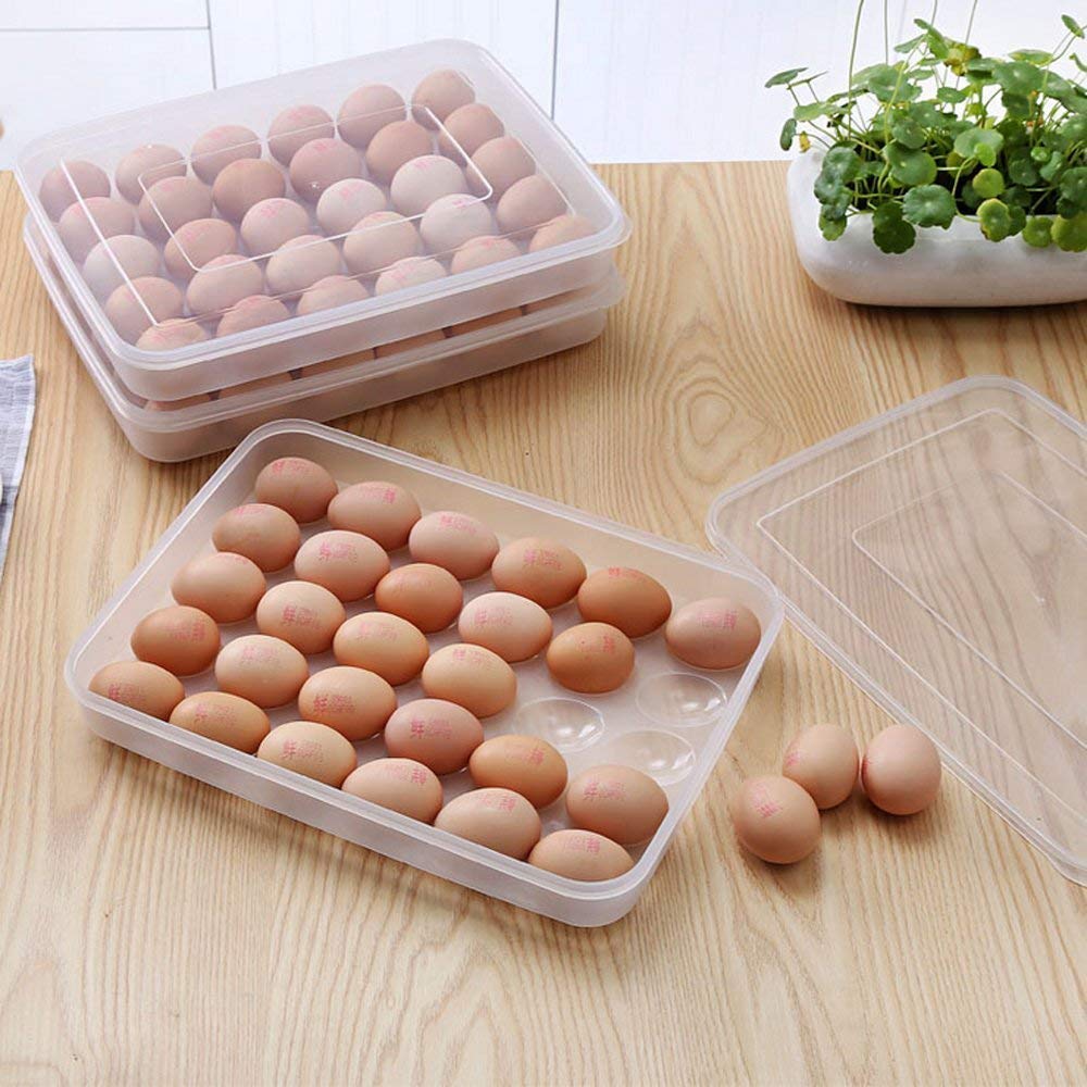 SHREE VALLV 24 Grid Large Capacity Egg Holder - Stackable Egg Storage Container, Egg Tray Organizer for Refrigerator - Fresh Egg Storage Box for Kitchen, Pantry & Farm (Pack of 1) - Perfect for Farm Fresh Eggs, Meal Prep & Organized Refrigerator Storage