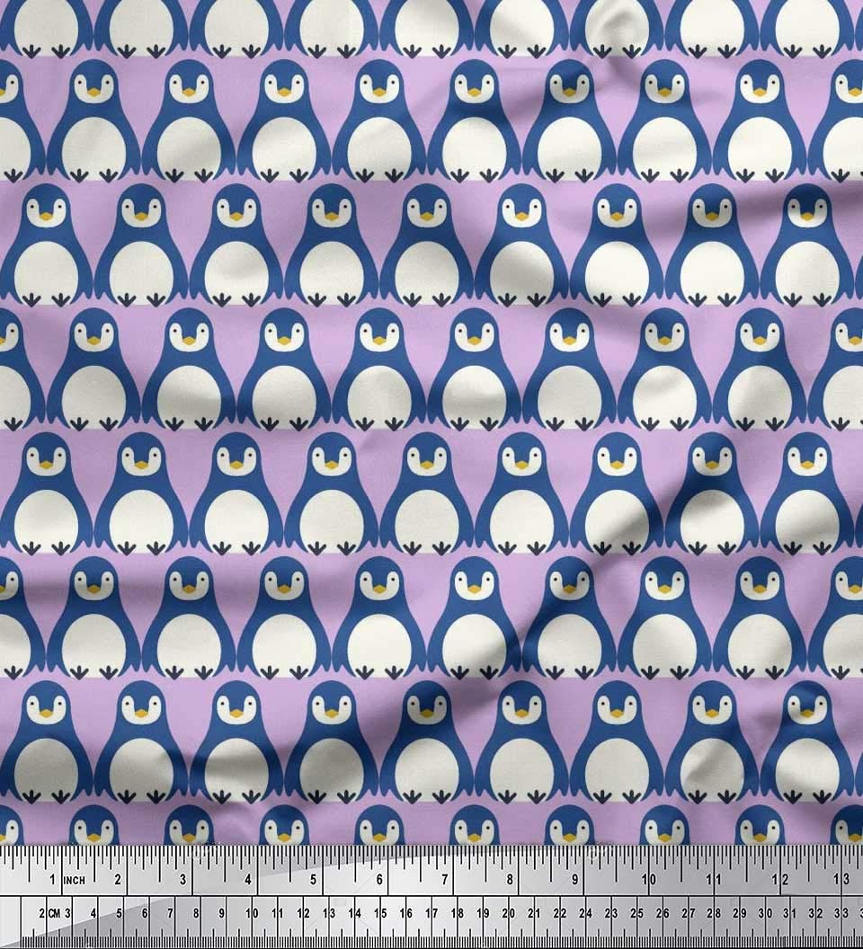 Soimoi Moss Georgette Brown Fabric by The Yard - 42 Inch Wide Penguin Ocean Print Fabric with Adorable Penguins for DIY Sewing, Dressmaking & Home Decor Projects