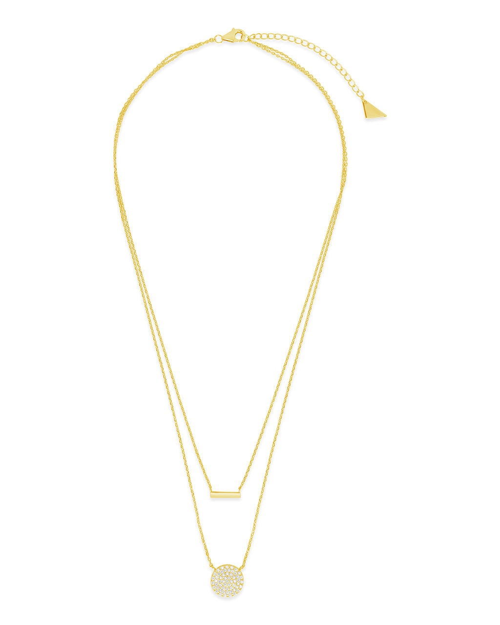 Vivian CZ Disk & Bar Layered Necklace for Women - Elegant Cubic Zirconia Layered Pendant Necklace - Perfect for Date Night, Wedding, Party & Everyday Wear
