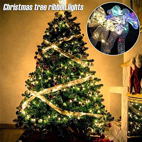 Fairy Tale LED Ribbon Lights - 40 Waterproof Christmas String Lights 13.1ft with Bow Lights for Balcony, Party, Wedding, Holiday & Christmas Tree Decor (Cold White) - Perfect for Indoor/Outdoor Festive Lighting