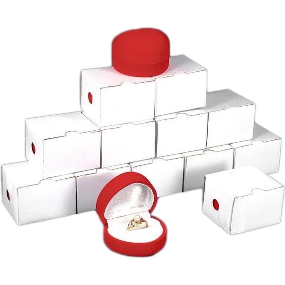 12 Pack Red Velvet Heart Jewelry Gift Boxes - Perfect for Valentine's Day, Engagement Rings, Wedding Bands & Anniversary Gifts