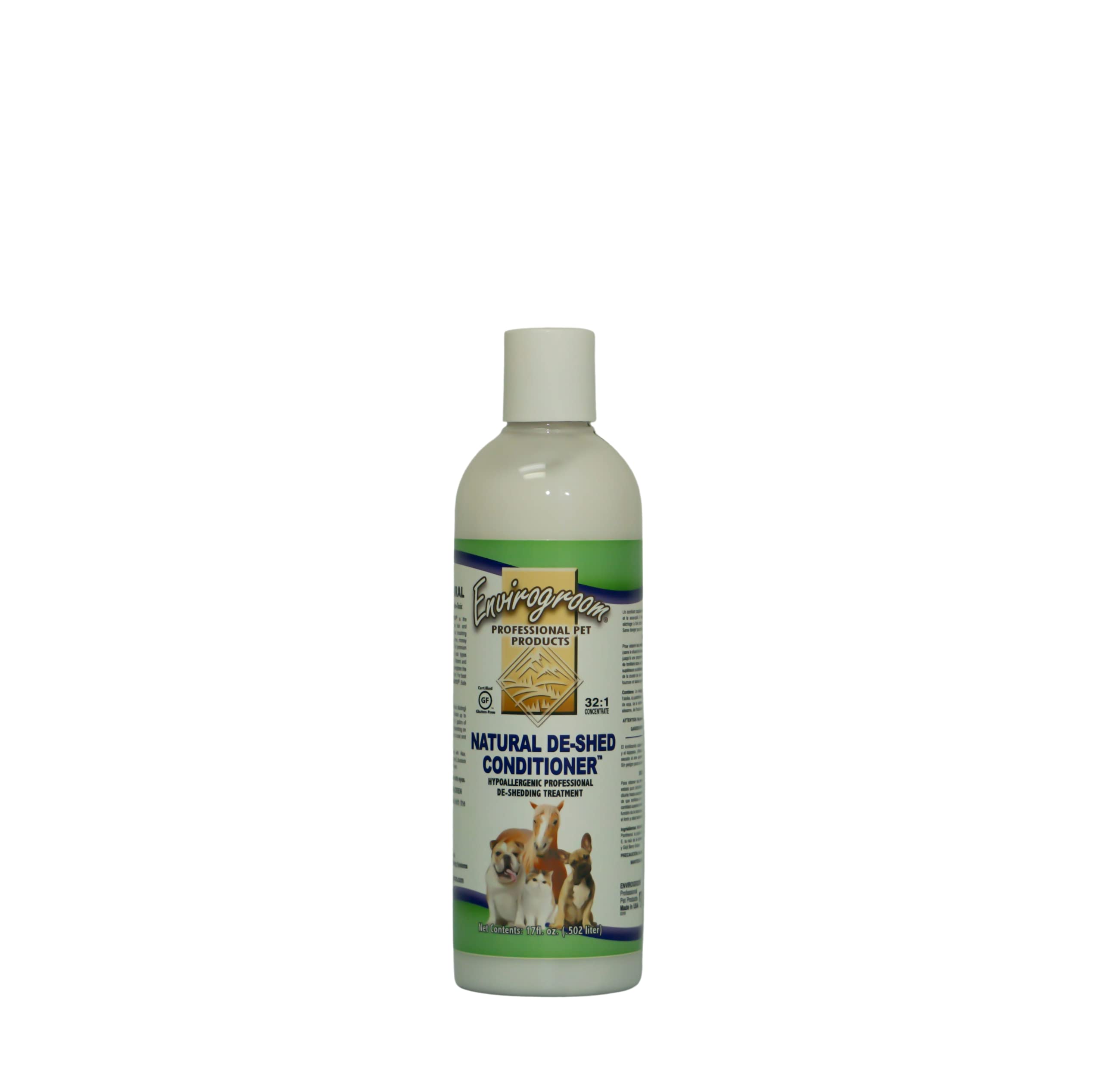Envirogroom Natural De-Shedding Dog Conditioner - 17 oz for Healthy Coat & Reduced Shedding - Perfect for Grooming Long-Haired & Double-Coated Breeds at Home