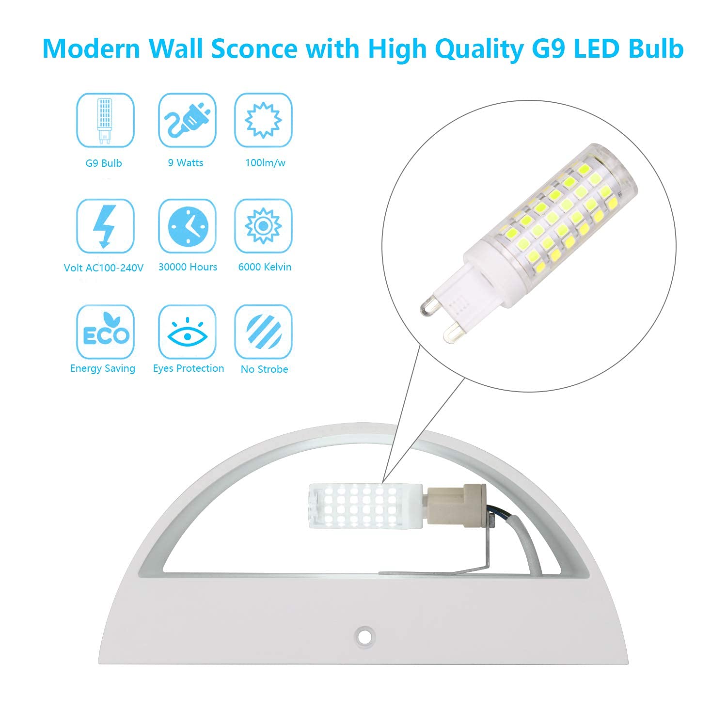 Aipsun Modern Aluminum LED Wall Sconce - Indoor Wall Lighting Fixture for Living Room, Bedroom, Hallway & Corridor - Dimmable Energy Saving Light for Home Decor