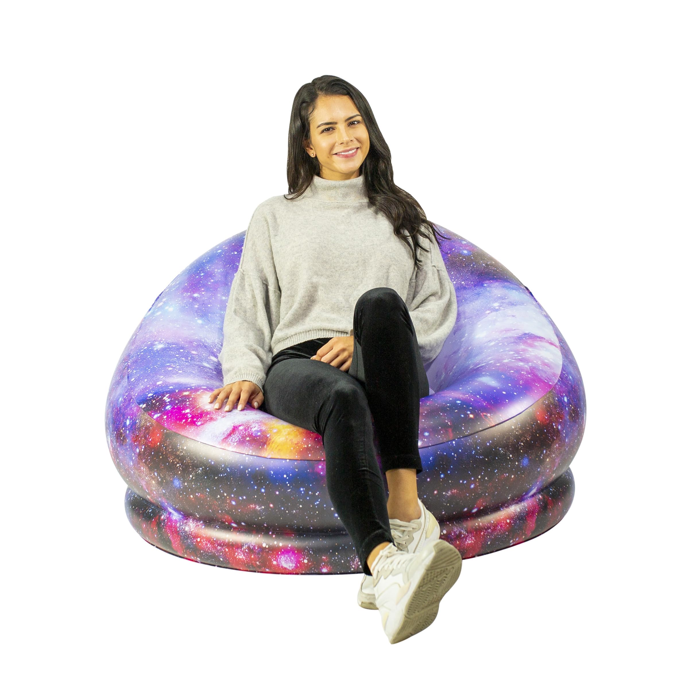 Inflatable LED Light Up Chair - Air Candy Galaxy Hubble Telescope Illuminated Gaming Chair for Adults & Teens - Perfect for Bedroom Decor, Gaming Setup, Outdoor Parties & Relaxation
