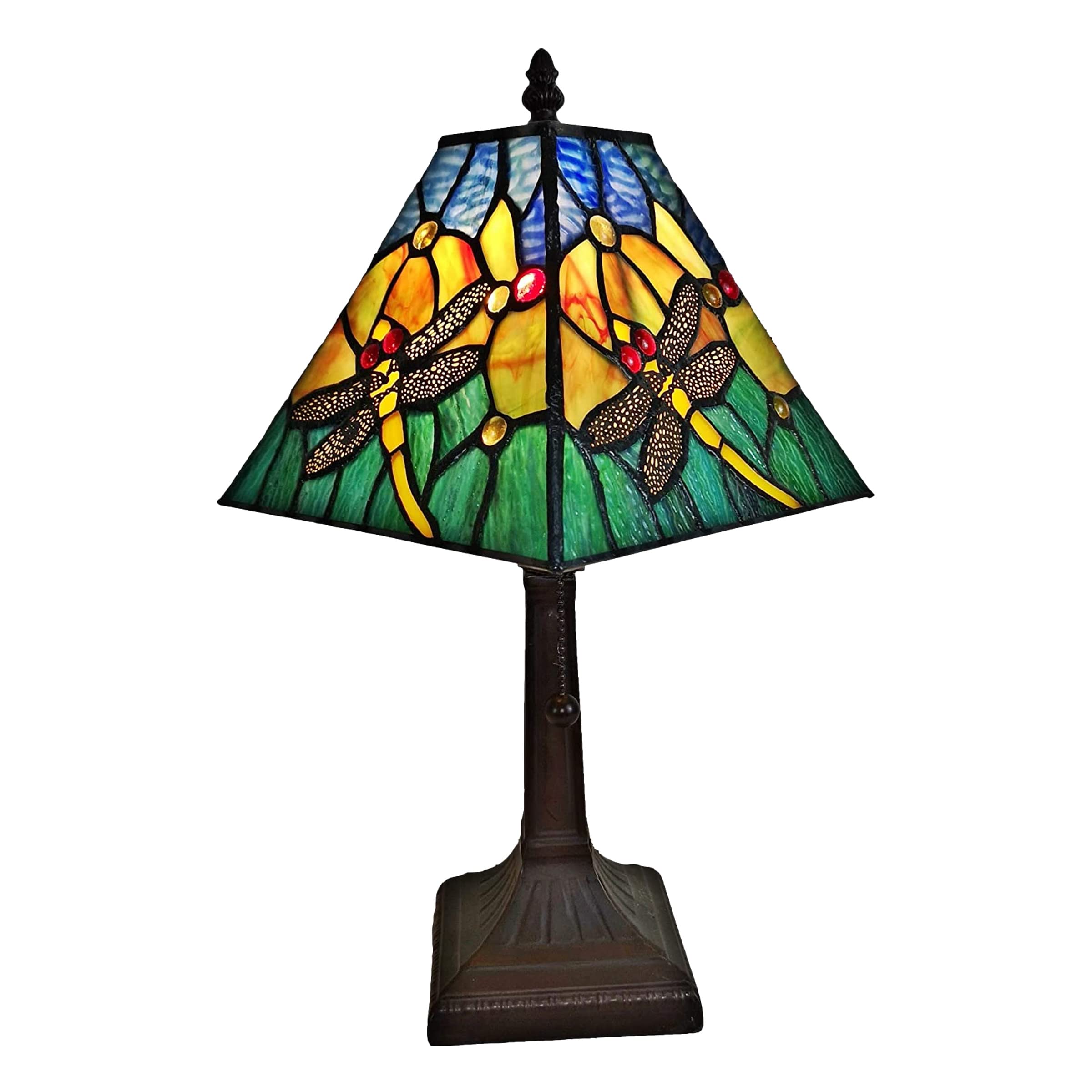 Amora Vintage Tiffany Dragonfly Mosaic Table Lamp - 15