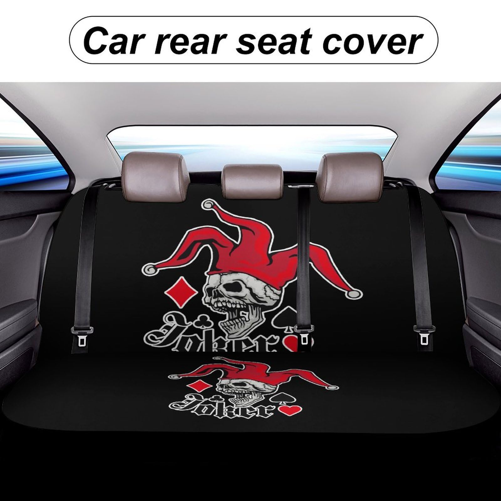 Joker Skull Soft Pet Car Seat Cover - Waterproof Back Seat Protector for Dogs, Rear Bench Cover, Non-Slip Interior Decor - Perfect for SUVs, Trucks & Road Trips