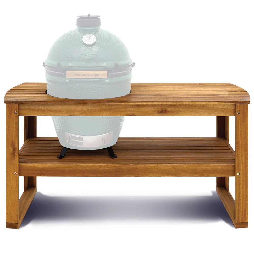Big Green Egg Acacia Wood Table for Large Egg Grill - Outdoor BBQ Grill Stand with Storage Shelf - Perfect for Backyard, Patio, and Garden Cooking