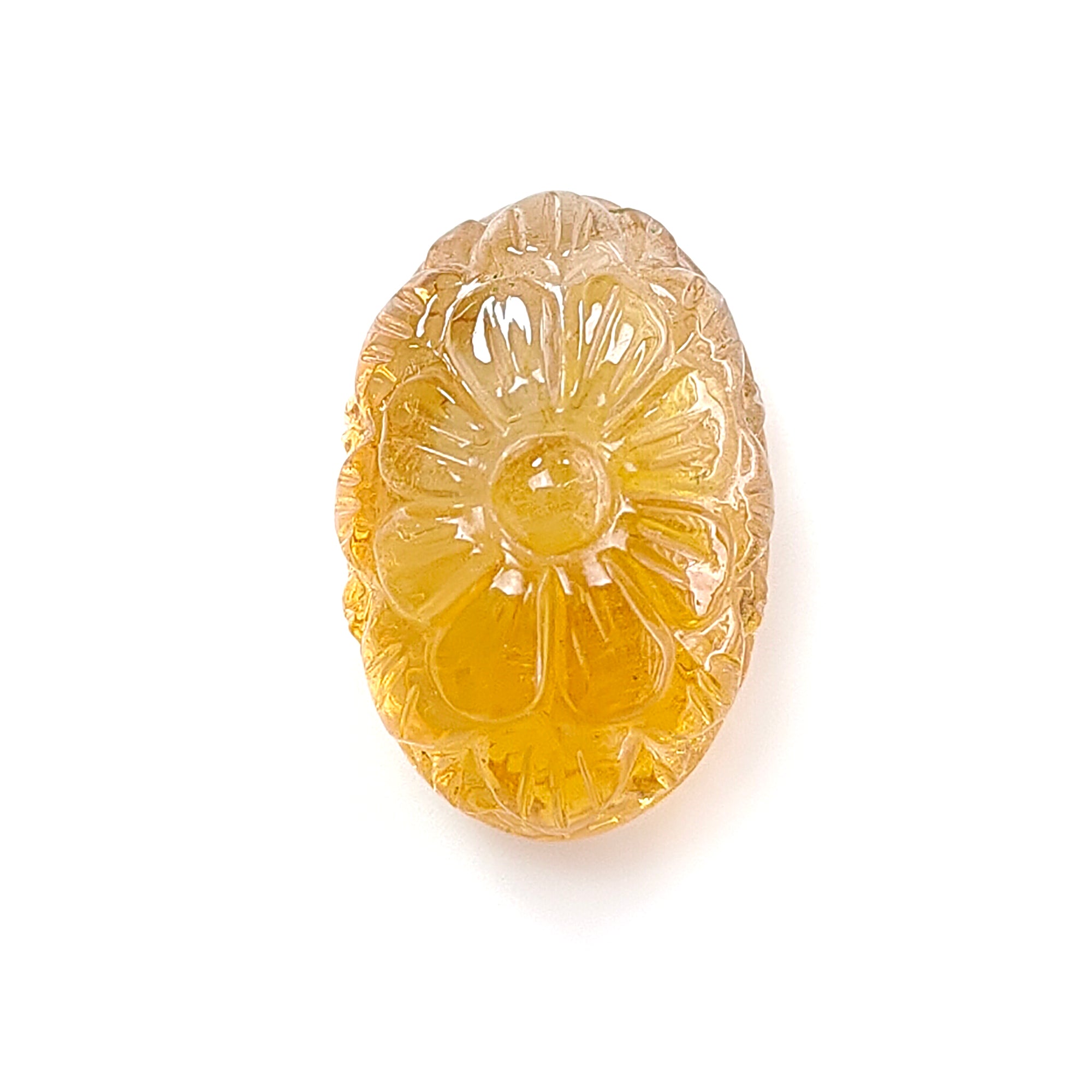 Natural Untreated Yellow Citrine Gemstone - Hand Carved Oval Shape 1pc for Jewelry Making | Healing Crystal, Birthstone Gift, Meditation Stone, Energy Stone Collection