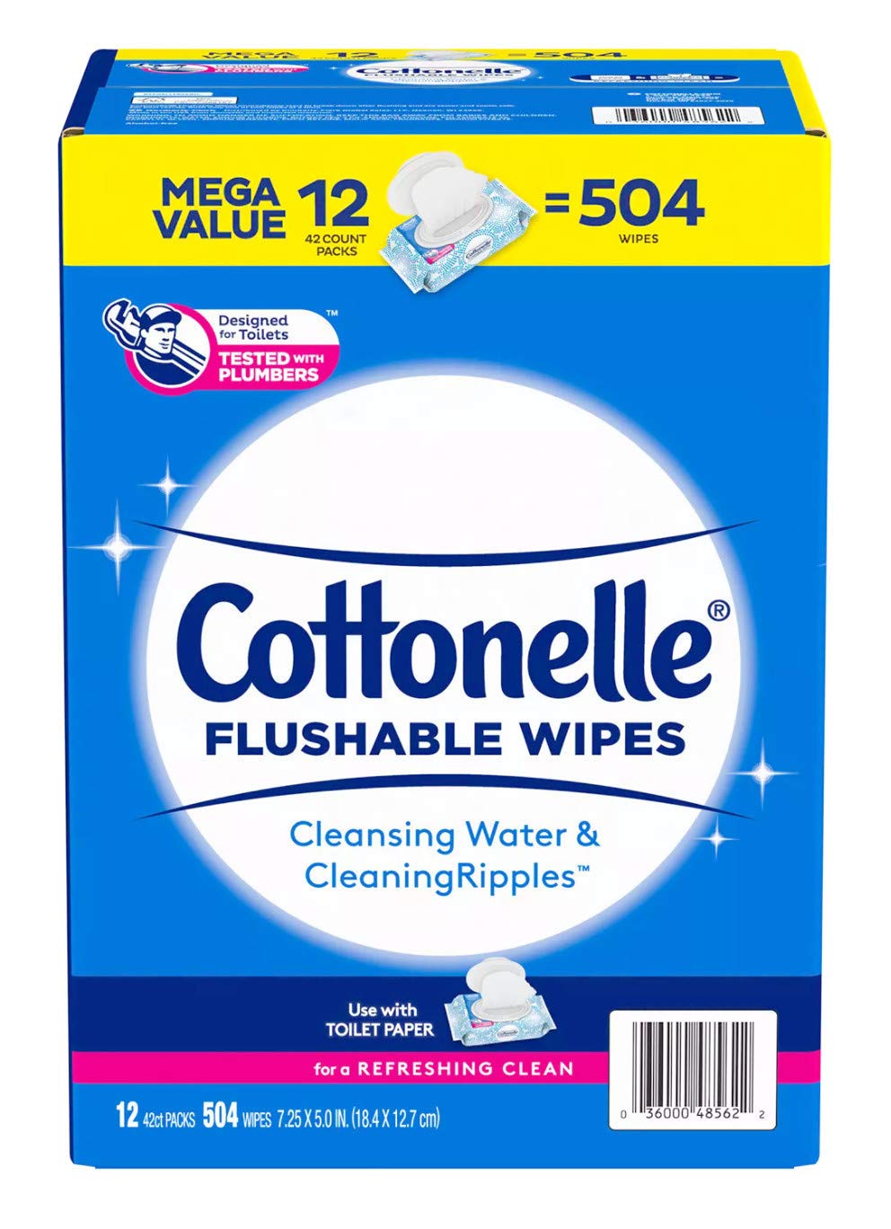 Cottonelle Fresh Care Flushable Cleansing Wipes - 504 Count | Gentle & Hygienic Personal Cleaning Cloths for Toilet Use, Travel & On-the-Go Convenience
