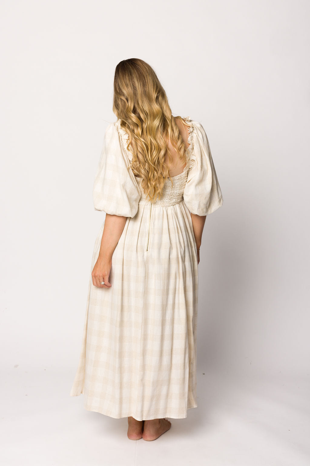 Harlow Maxi Dress in Natural Plaid - Bump Friendly Maternity Dress (Sizes S-3XL) for Pregnancy, Nursing & Everyday Comfort