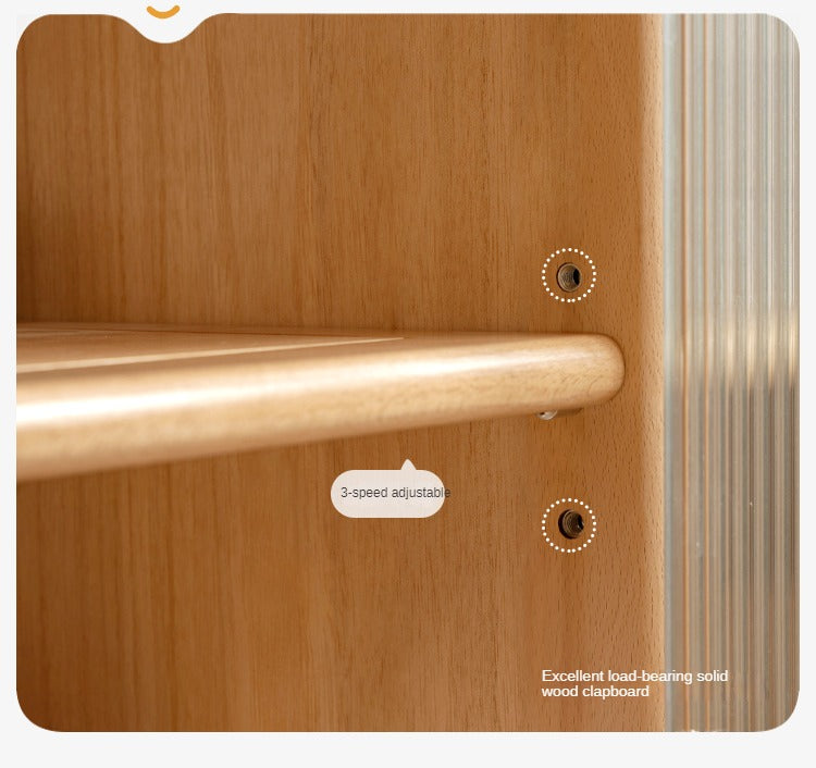 Solid Beech Wood Sliding Door Side Cabinet - Modern Storage Solution for Bedroom, Living Room & Office