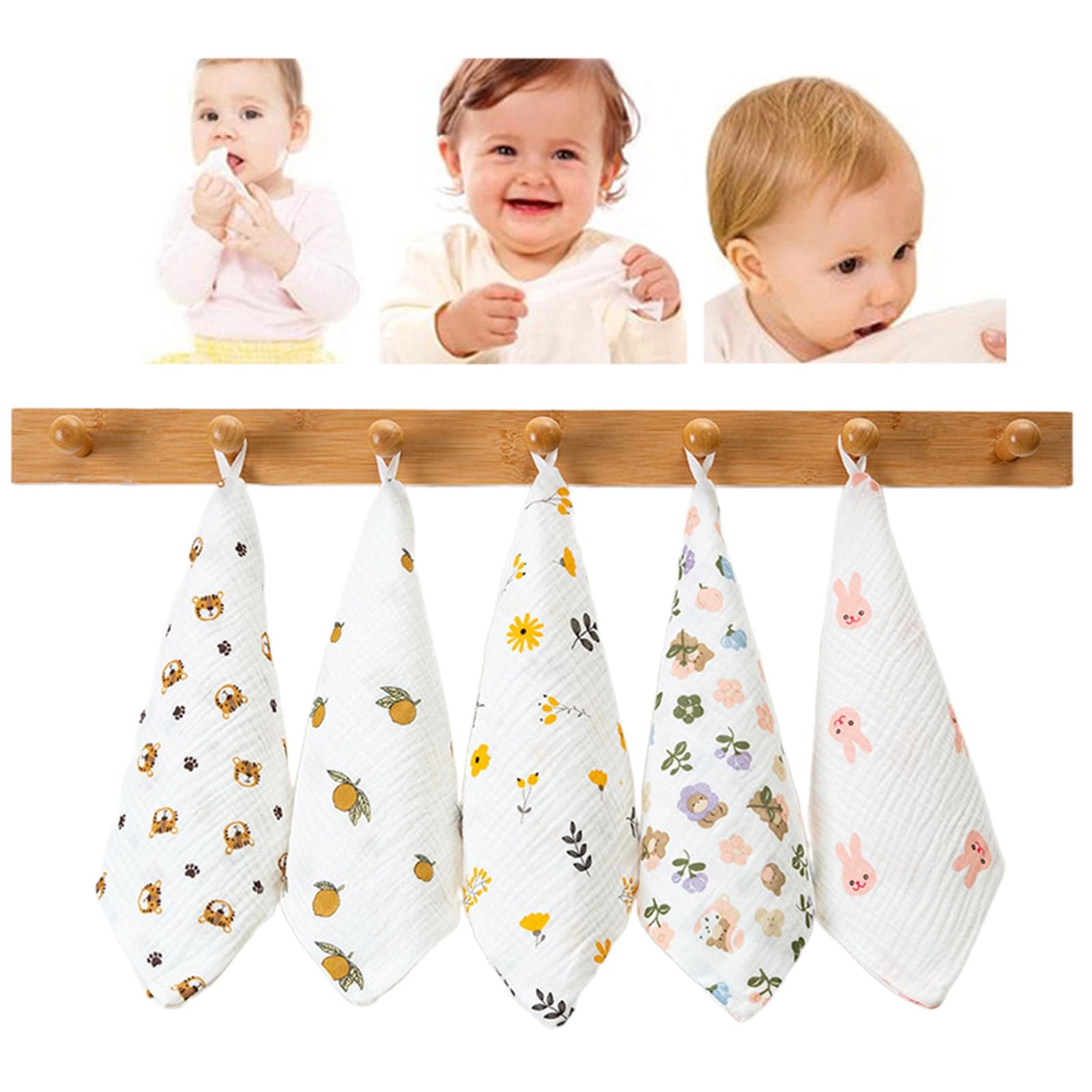 Soft & Absorbent Baby Burp Cloths - 100% Cotton Gentle Washcloths for Newborns | Reusable Drool Bibs & Spit-Up Towels | Perfect for Feeding, Nursing & Diaper Changes