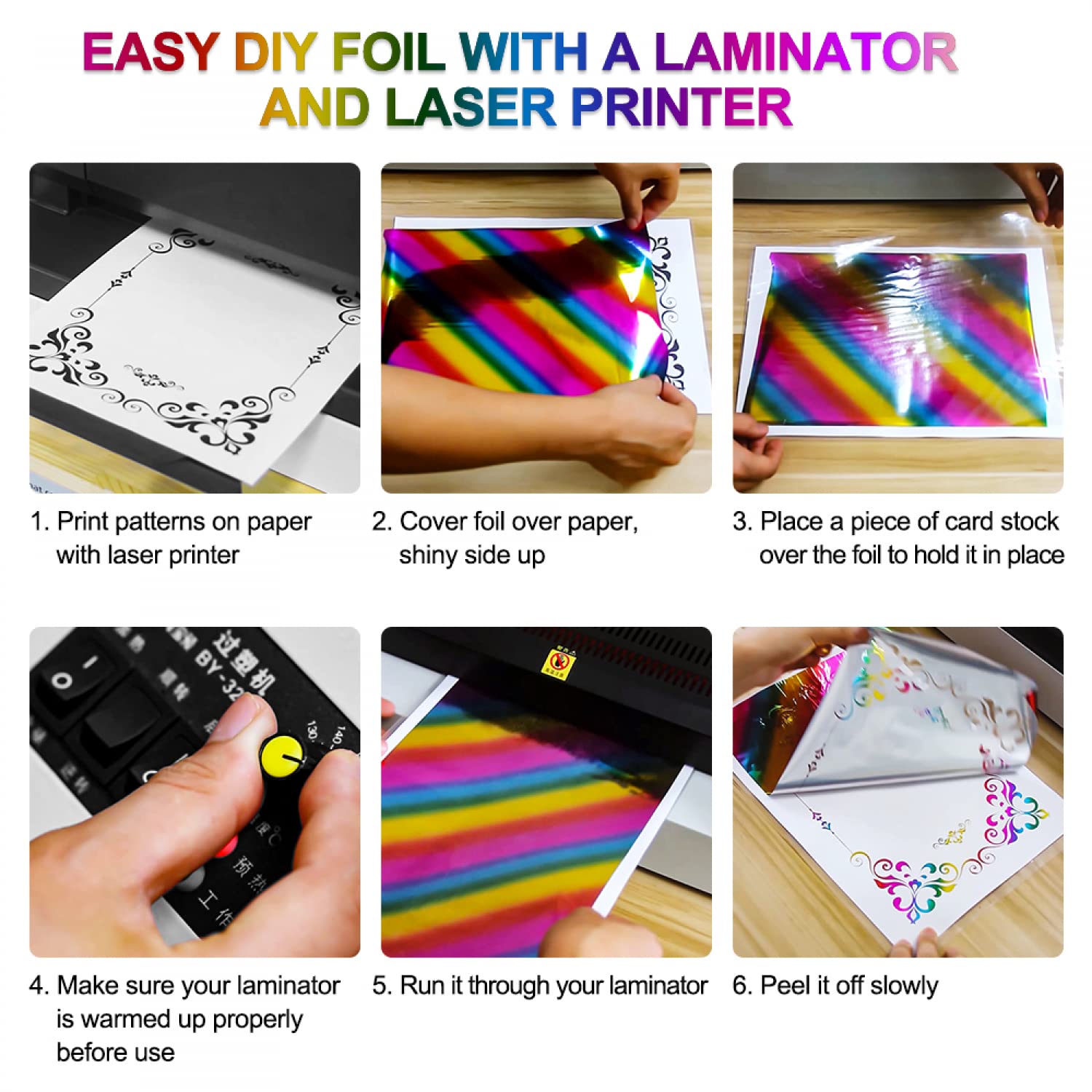 7PCS Glimmer Hot Foil Rollers - Metallic Variety Pack with Diamond Colors (7.6x197 Inch) - Laser Printer & Laminator Compatible - Toner Reactive Foil for Scrapbooking, Card Making, DIY Paper Crafts & Gift Wrapping