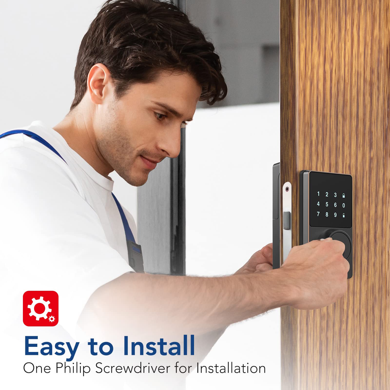 Smart Bluetooth Door Lock - Keyless Entry Touchscreen Keypad, Easy Installation, App Control & Multi-User Codes, Waterproof Electronic Deadbolt for Enhanced Home Security | Perfect for Front Doors, Apartments & Vacation Rentals