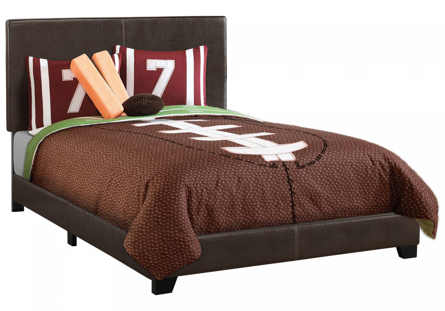 Annette Full Size Bed Frame - Brown Wooden Bed with Sturdy Support - Perfect for Bedrooms, Guest Rooms & Dormitories