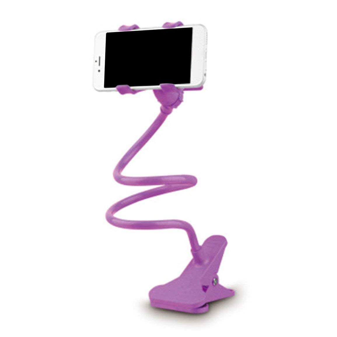 Flexible 360° Rotating Phone Holder Stand - Adjustable Lazy Bed & Desktop Mount Bracket with Secure Clip for iPhone, Samsung & Smartphones (Purple) | Perfect for Reading, Watching Videos & Hands-Free Calling in Bed, Office or Car