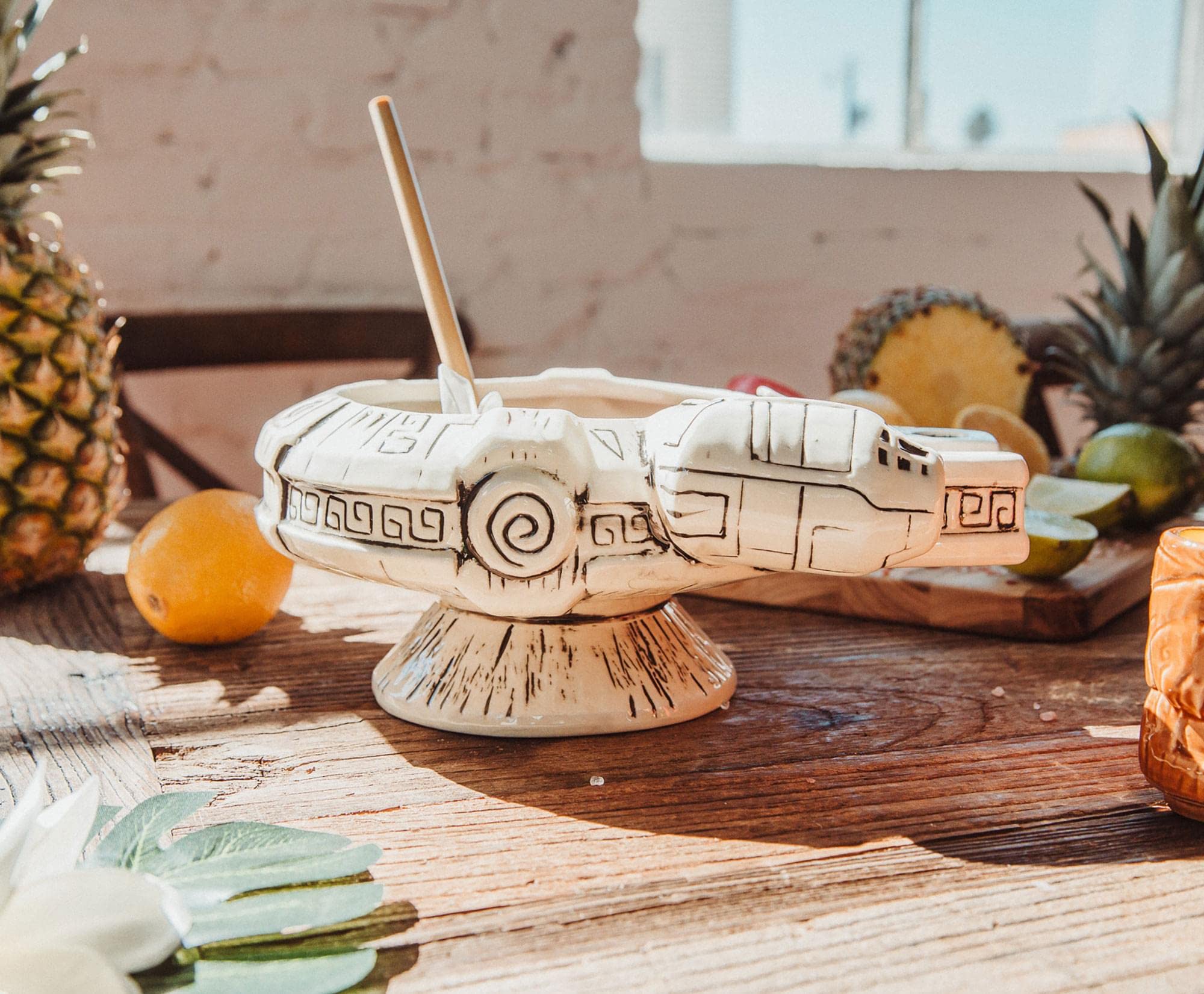 Star Wars Millennium Falcon Tiki Bowl with Han Solo & Chewbacca Mug - Geeki Tiki Collectible Drinkware Set for Sci-Fi Fans & Cocktail Parties