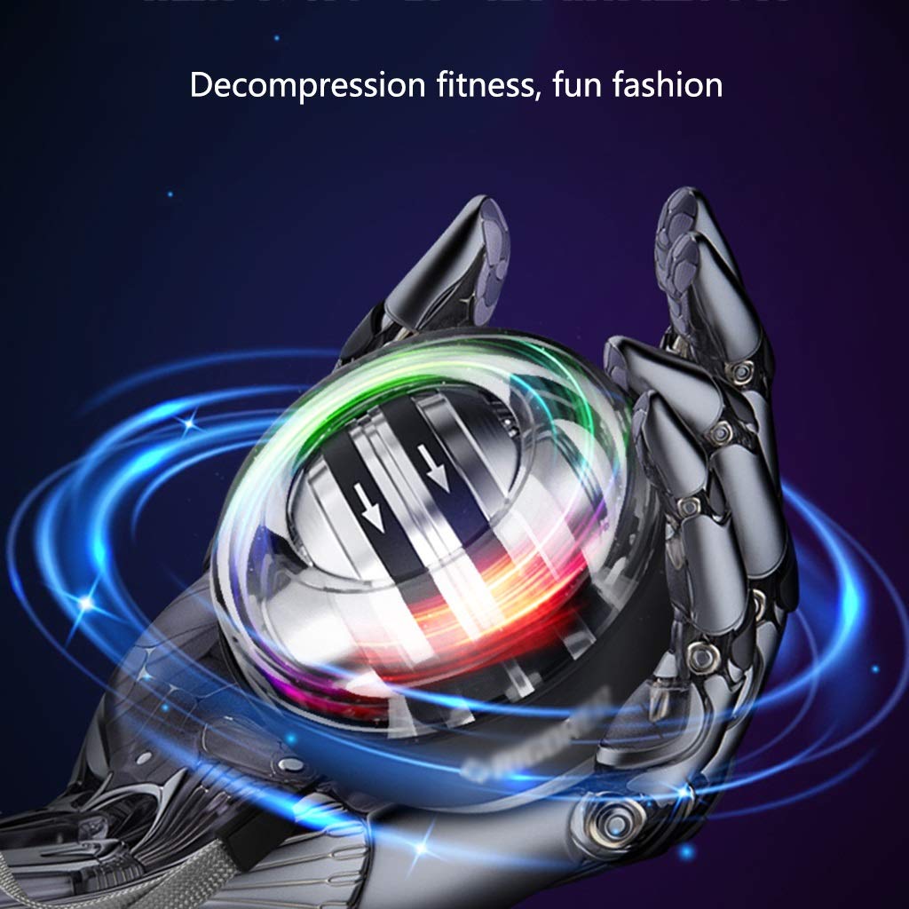 Self-Starting Gyro Ball Wrist Exerciser - Gray Stress Relief & Strength Training Toy for Office, Gym & Home Workouts - Improve Grip & Arm Muscles