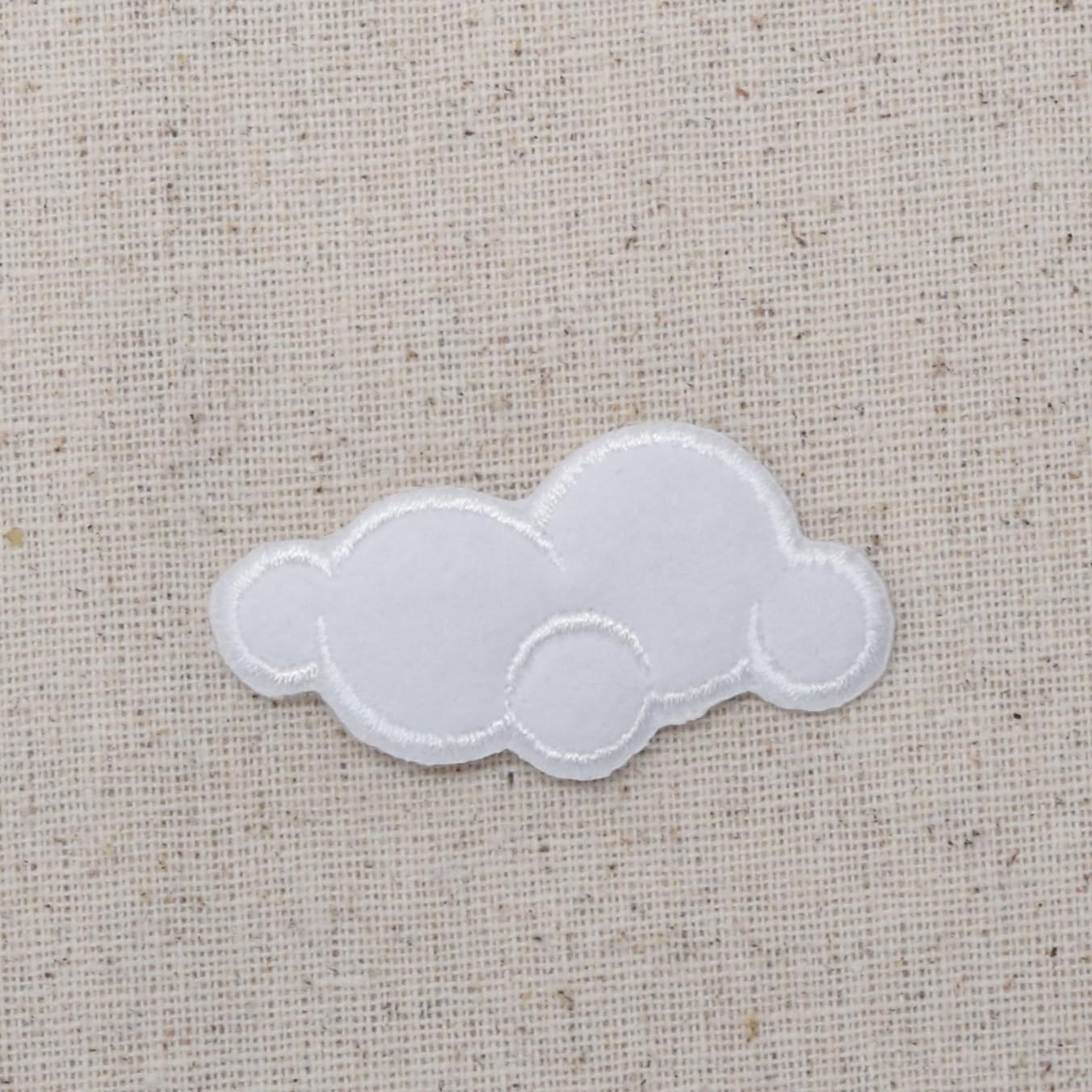 White Cloud Embroidered Iron On Patch for Jackets, Bags & DIY Crafts - Premium Embroidered Applique for Clothing Customization