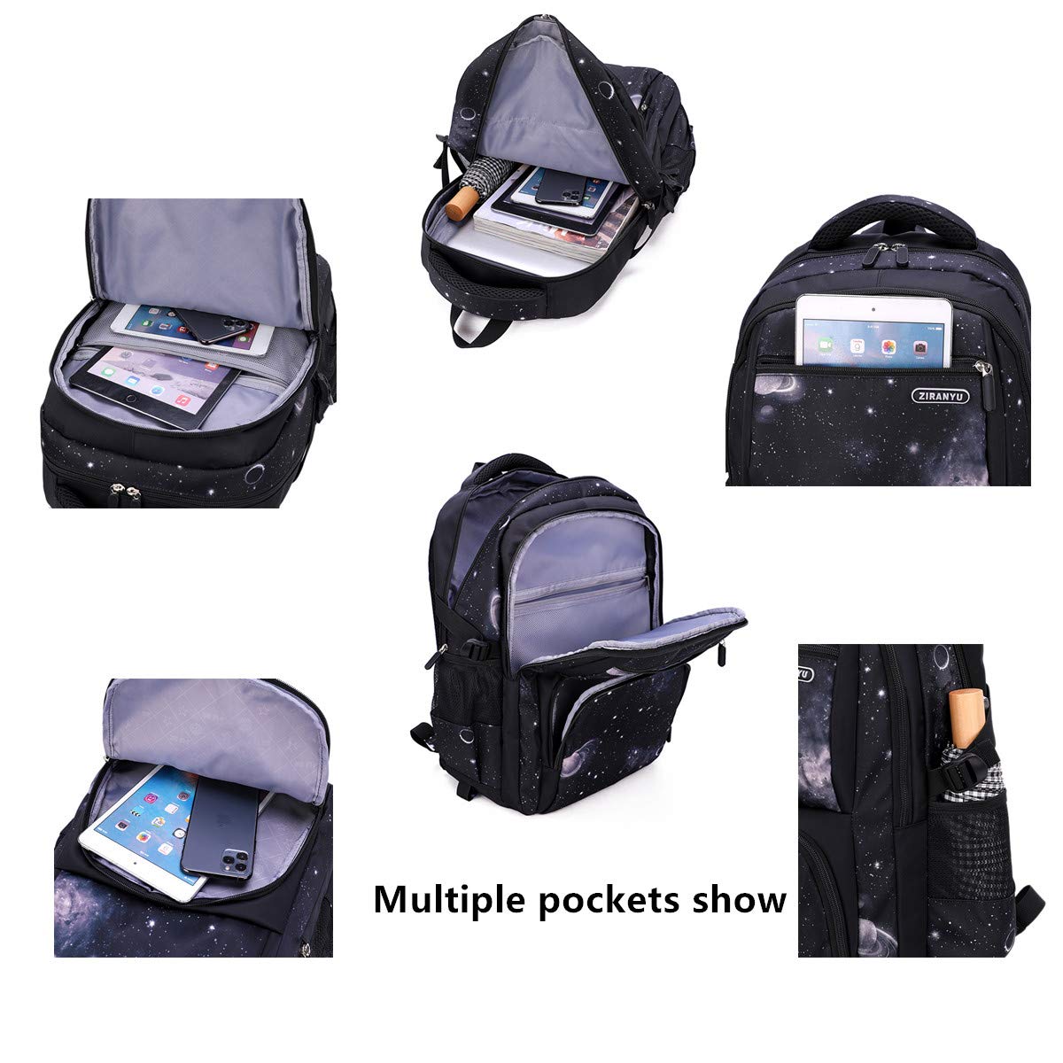 VIDOSCLA Galaxy Rolling Backpack for Kids & Teens - 6-Wheel School Book Bag with Trolley Handle - Perfect for Elementary Students, Boys & Girls - Great for School, Travel & Daily Commute