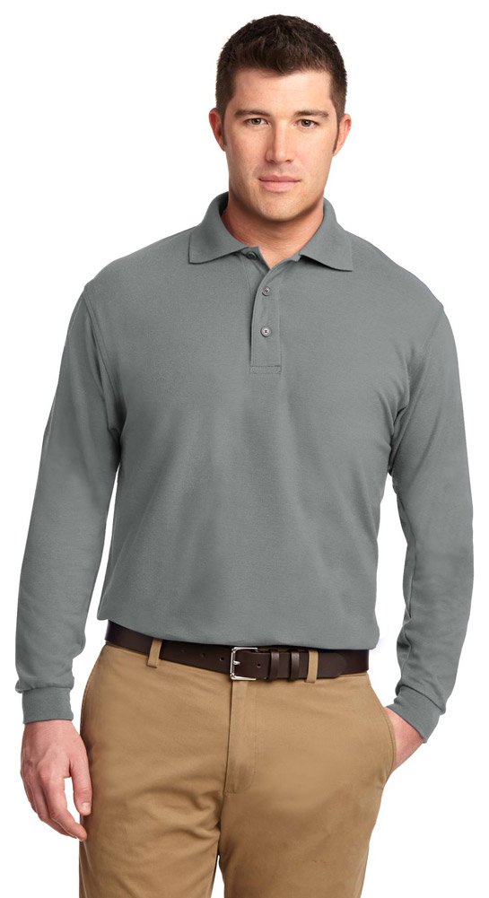 Port Authority Tall Silk Touch Long Sleeve Polo Shirt for Men - Soft Business Casual Workwear - Perfect for Office, Golf & Professional Events