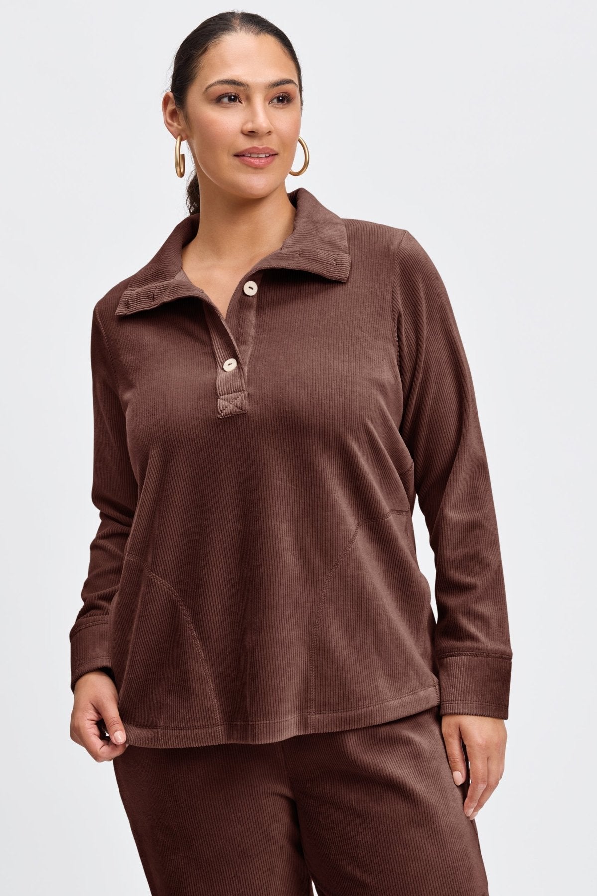 Sammy Plus Size Plush Cord Long Sleeve Popover Sweater for Women | Cozy Winter Pullover | Perfect for Casual Outings & Holiday Gatherings