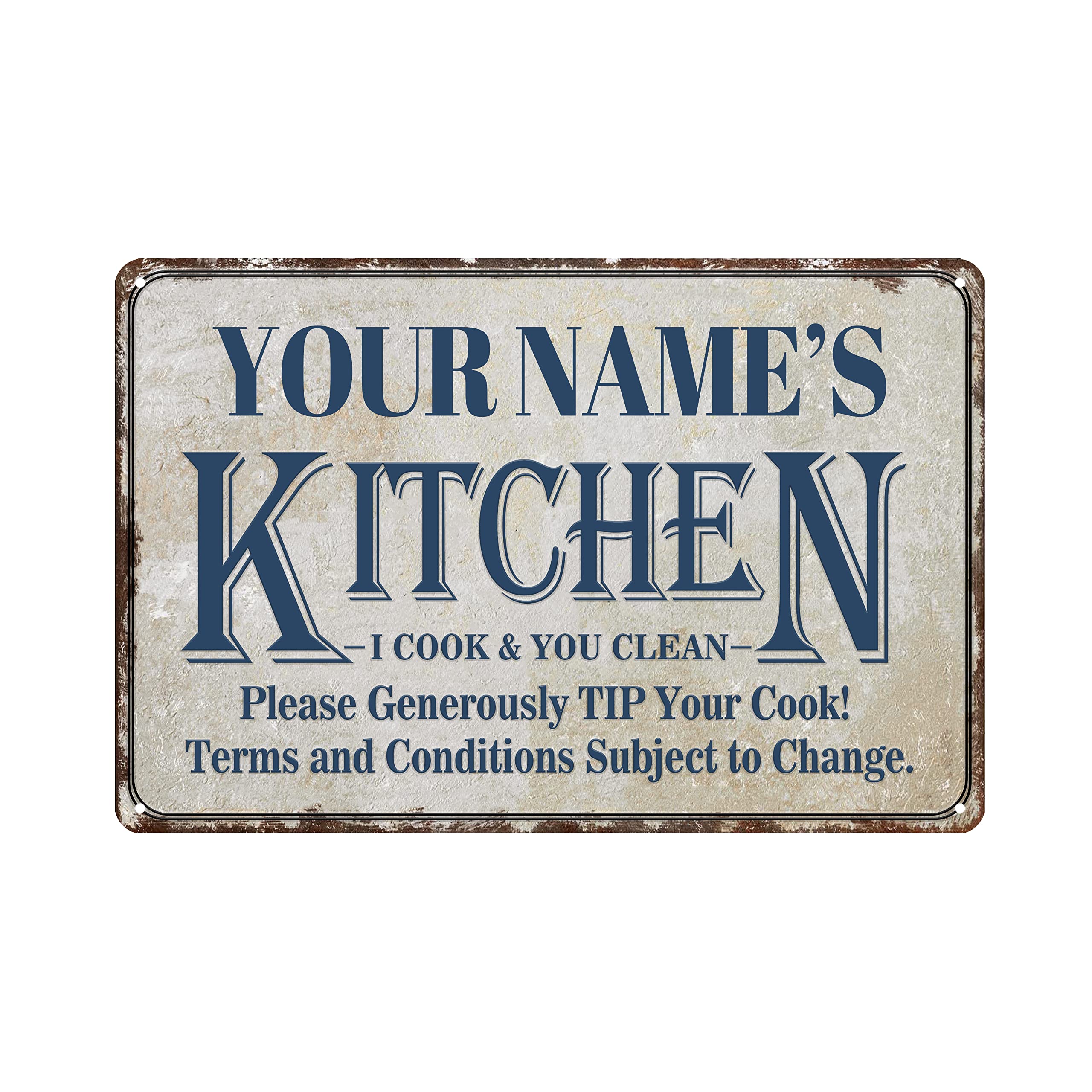 Personalized Custom Kitchen Tin Sign - Aluminum Retro Wall Decor with 'I Cook & You Clean' Design - Perfect for Home, Cafe & Restaurant Decor