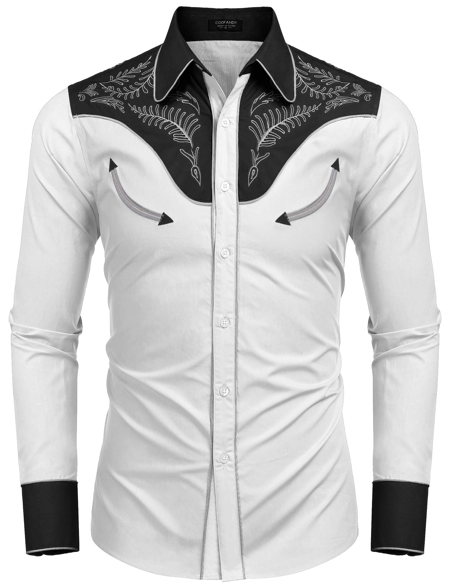 COOFANDY Men's Western Cowboy Shirt - Embroidered Button Down Long Sleeve Shirt for Men | Vintage Style Casual & Party Wear | Perfect for Rodeo, Country Music Festivals and Western Themed Events