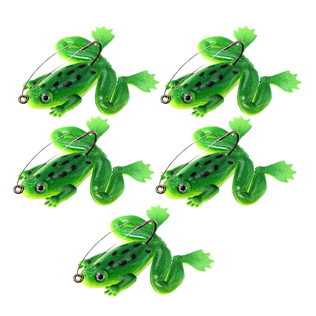 Simhoa 5-Piece Frog Wasser Frog Crankbait Lures with Sharp Hooks - Topwater Bass Fishing Bait for Freshwater & Saltwater (Ideal for Pond, Lake, and River Fishing)