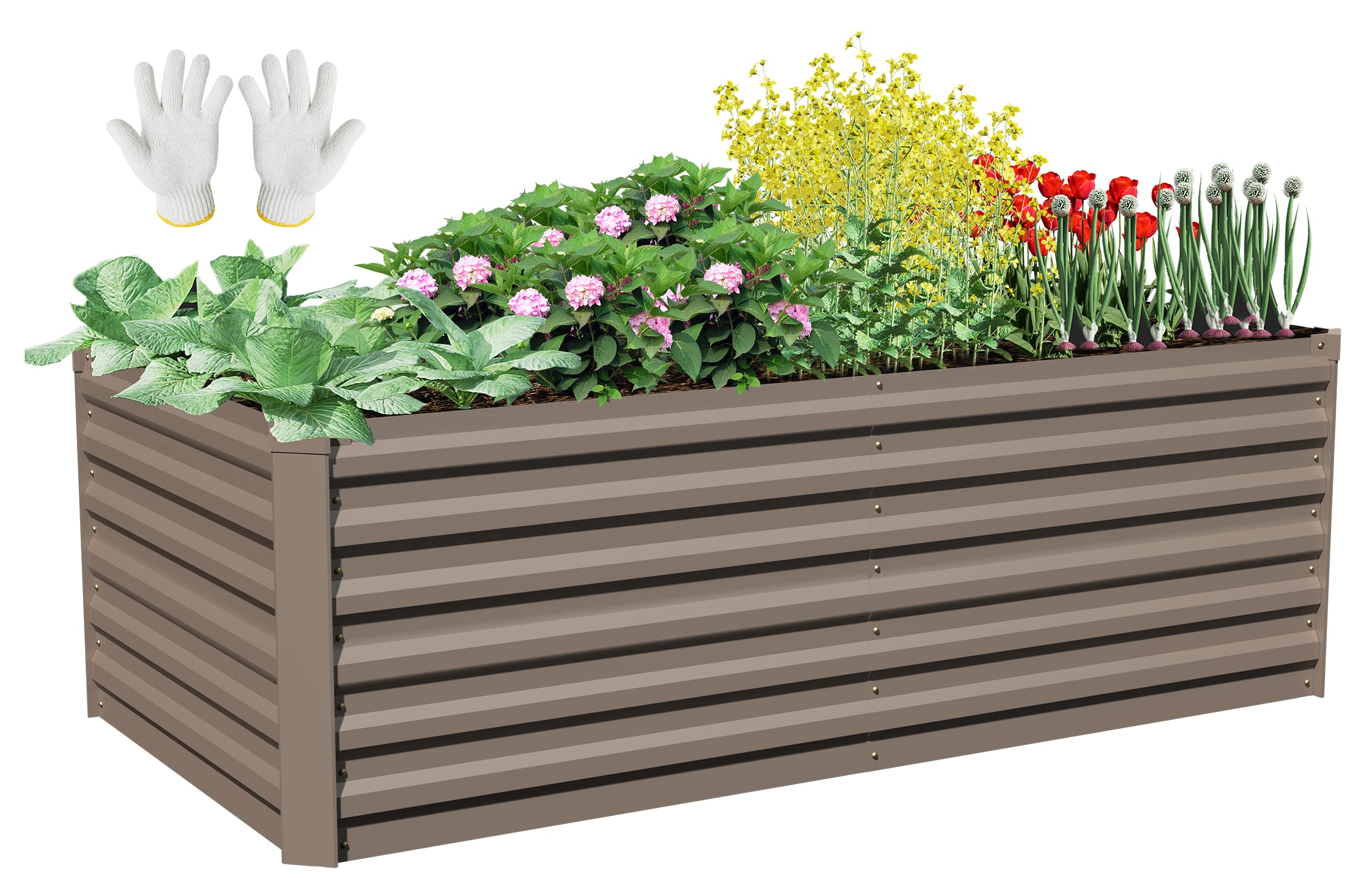 SONFILY 72x36x24 Inch Metal Raised Garden Bed for Vegetables - Large Deep Outdoor Planter Box for Gardening, Planting Herbs & Flowers - Durable Brown Garden Beds for Backyard, Patio & Urban Farming