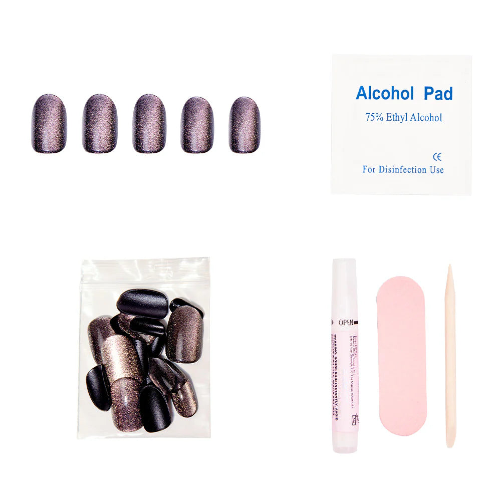 Galaxy Press On Nails - Long Lasting Fake Nails with Glue - Full Cover Acrylic Nails for Women - Perfect for Parties, Weddings, and Special Occasions
