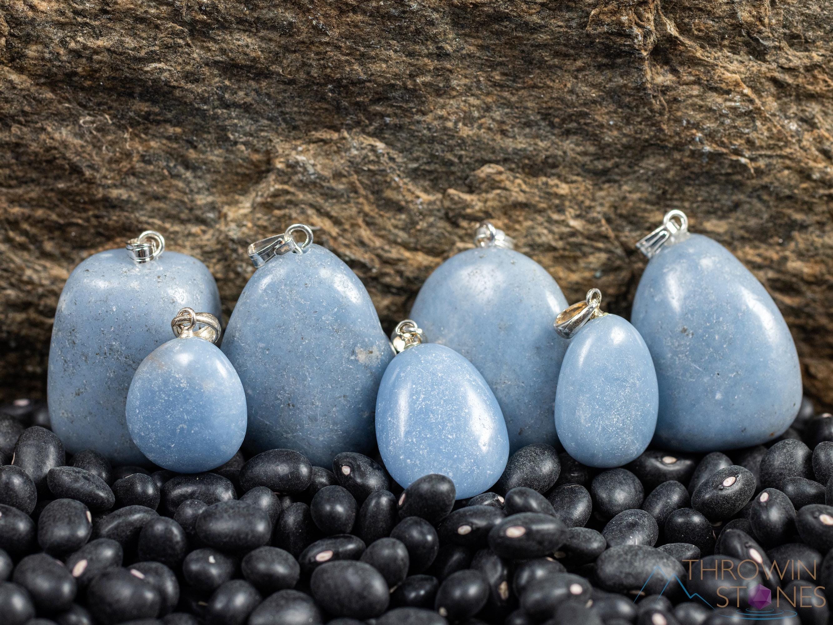 ANGELITE Crystal Pendant Necklace - Handmade Gemstone Jewelry with Healing Properties, Tumbled Stone Gift for Men (E1391) | Spiritual Healing, Meditation & Energy Balancing Accessory
