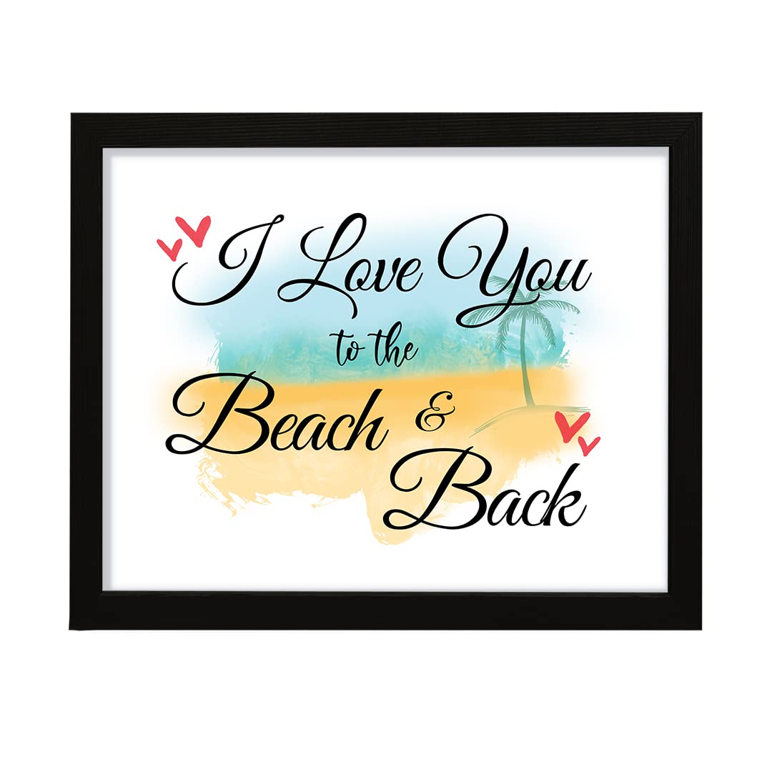 Watercolor Beach Love Framed Print - 5x7 Black Wall Art for Home, Office & Coastal Decor