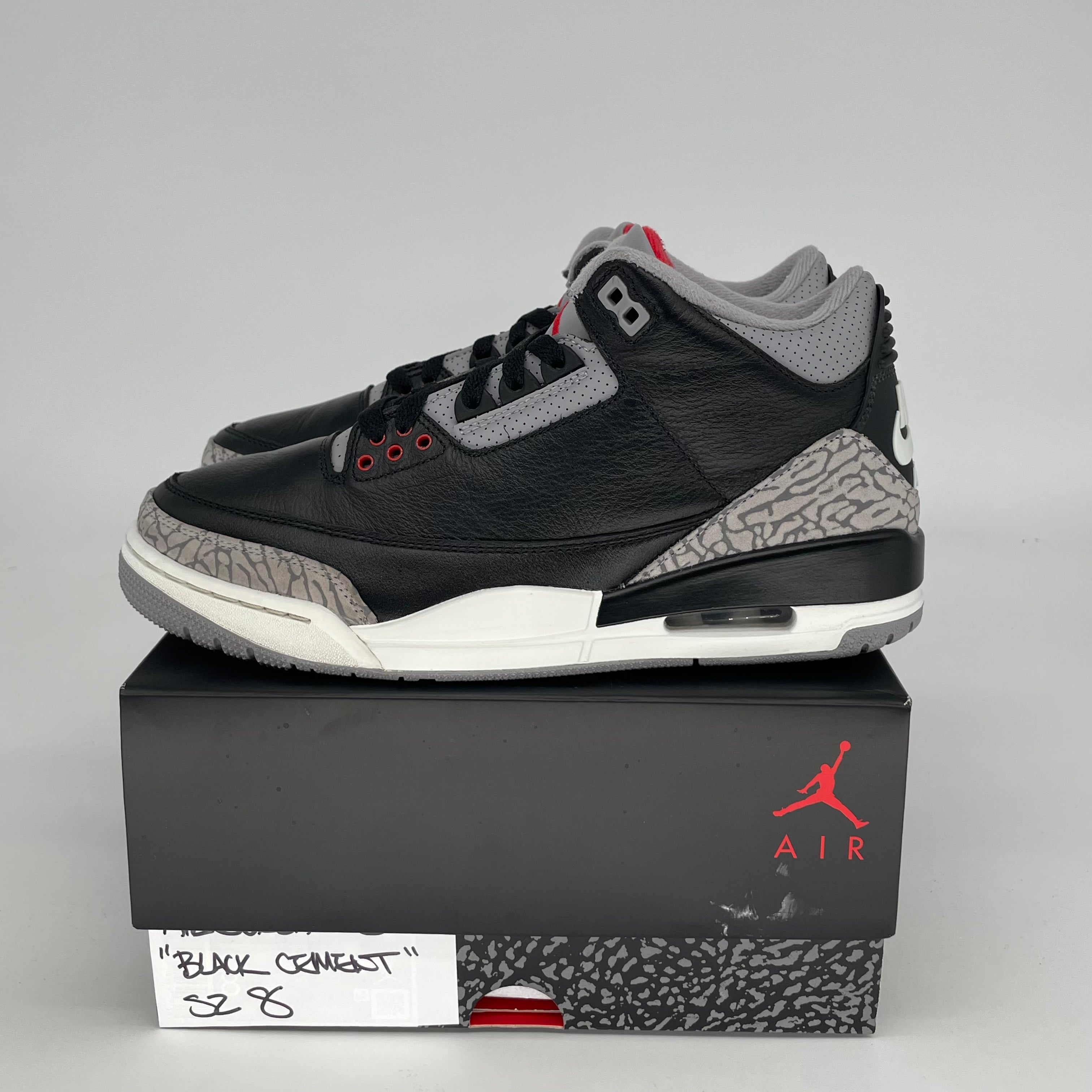 Original Air Jordan 3 Retro 'Black Cement' Men's Basketball Shoes Size 8 (DN3707-010) - Classic Sneakers for Streetwear & Basketball Games
