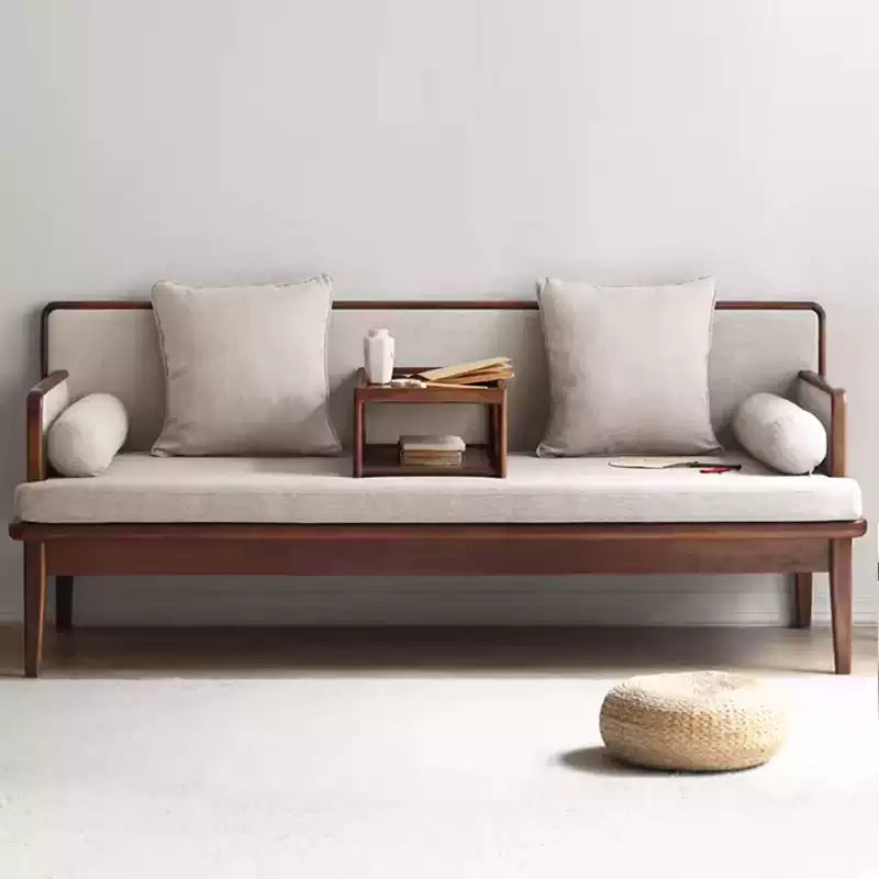 Premium Black Walnut & Ash Solid Wood Sofa - Traditional Chinese Style Living Room Seating for Home, Office, or Lounge Decor