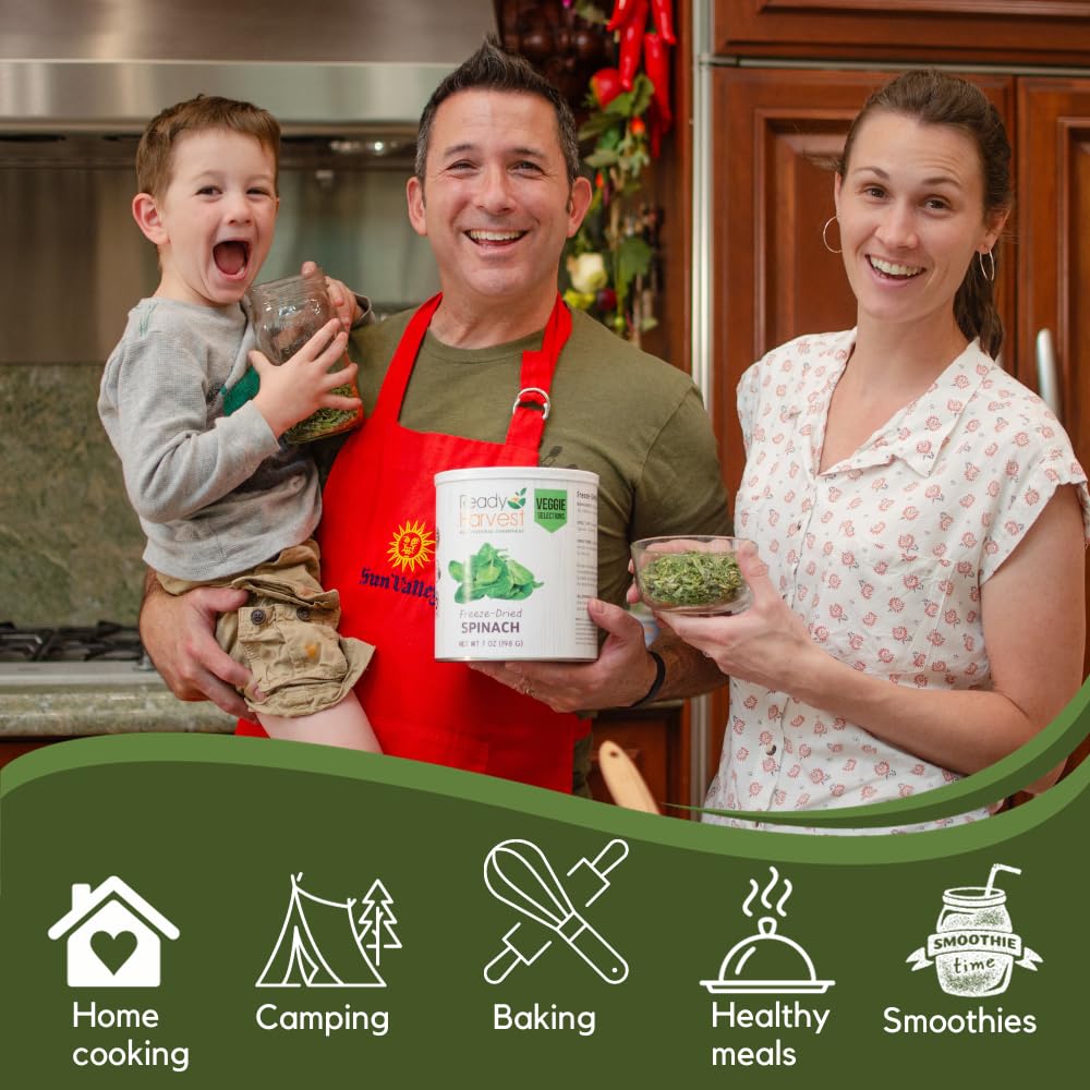 Freeze-Dried Spinach Canned Vegetables - 6 Pack (7oz Each) | 25-Year Shelf Life | Emergency Food Supply, Survival Food, Camping Essentials | Perfect for Preppers, Outdoor Adventures & Long-Term Storage