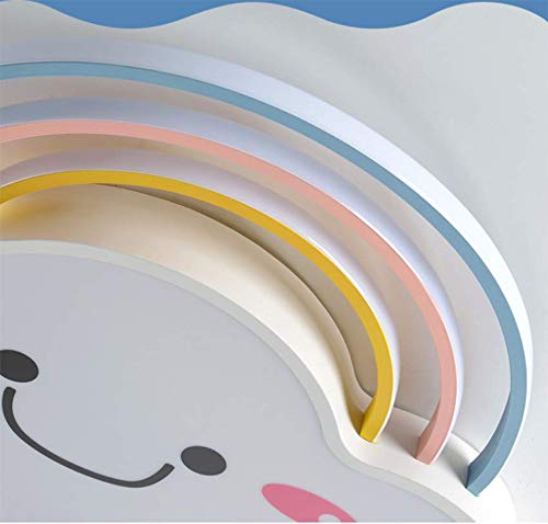 LITFAD Acrylic Rainbow Cloud LED Ceiling Light - Modern Cartoon Smile Face Design, White Light for Kids Bedroom, Girls Room & Study Room - Dimmable Nursery Lighting, Creative Home Decor for Children's Spaces