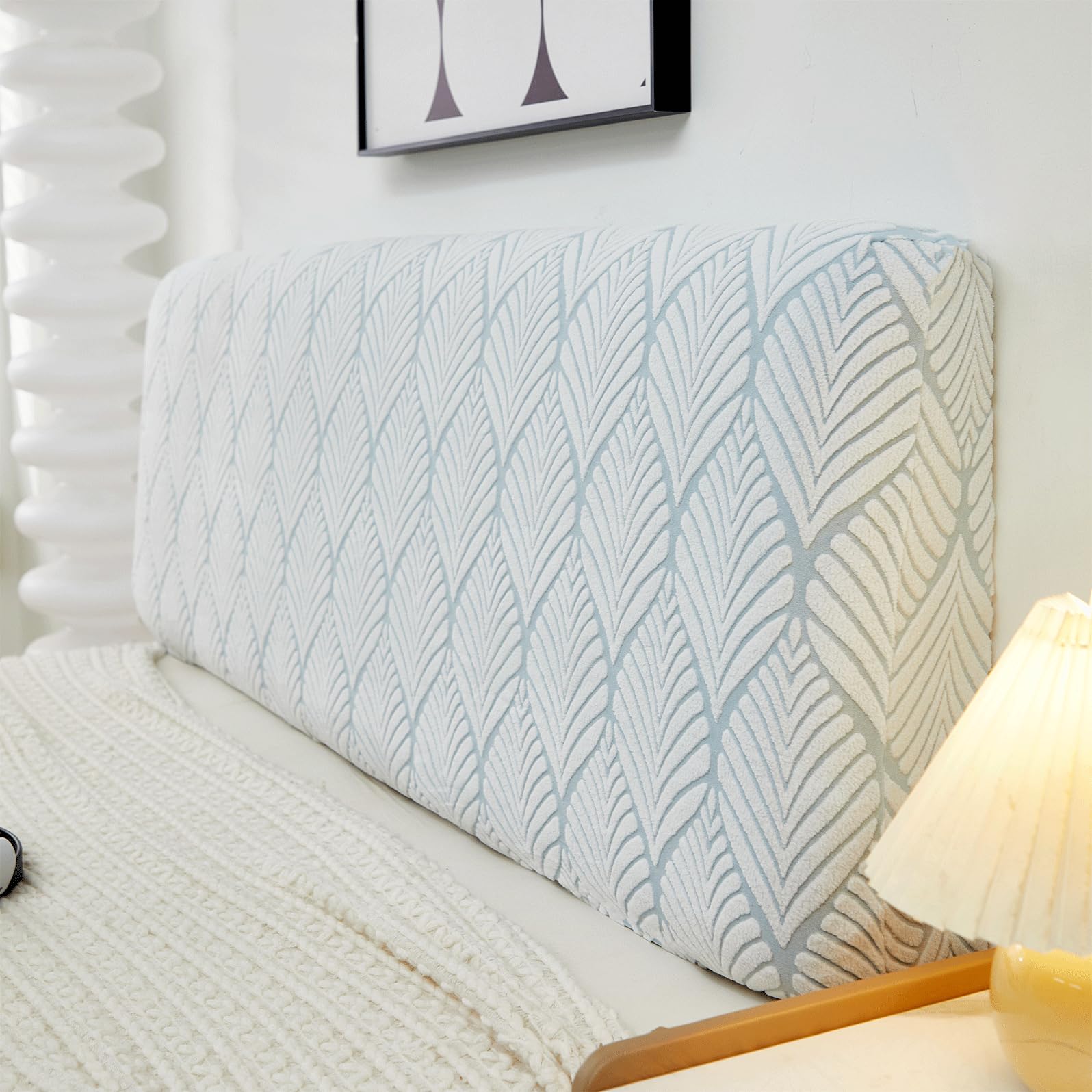 EFELIM Stretch Headboard Covers - Full, Queen, King Size Jacquard Slipcover - Dustproof Protector for Upholstered & Wood Headboards (Blue, 190-210cm/75-82.6in) - Perfect for Bedroom Makeover, Home Decor & Furniture Protection